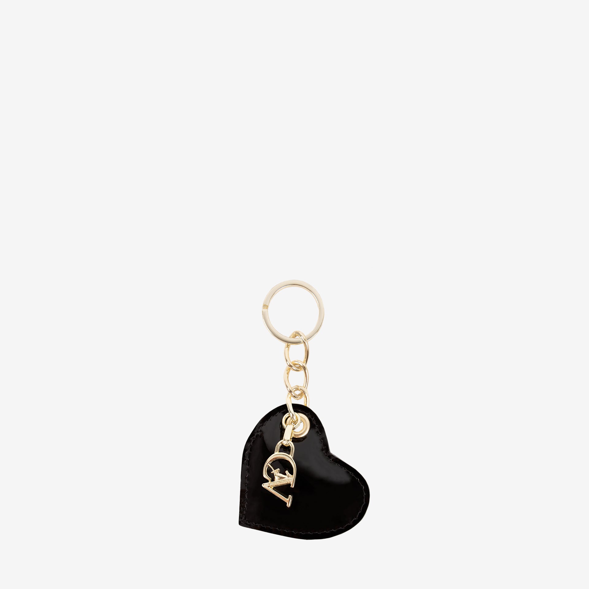 Iconic By Cavalinho Black Patent Leather Heart Keychain SKU 26270283.01 #color_black