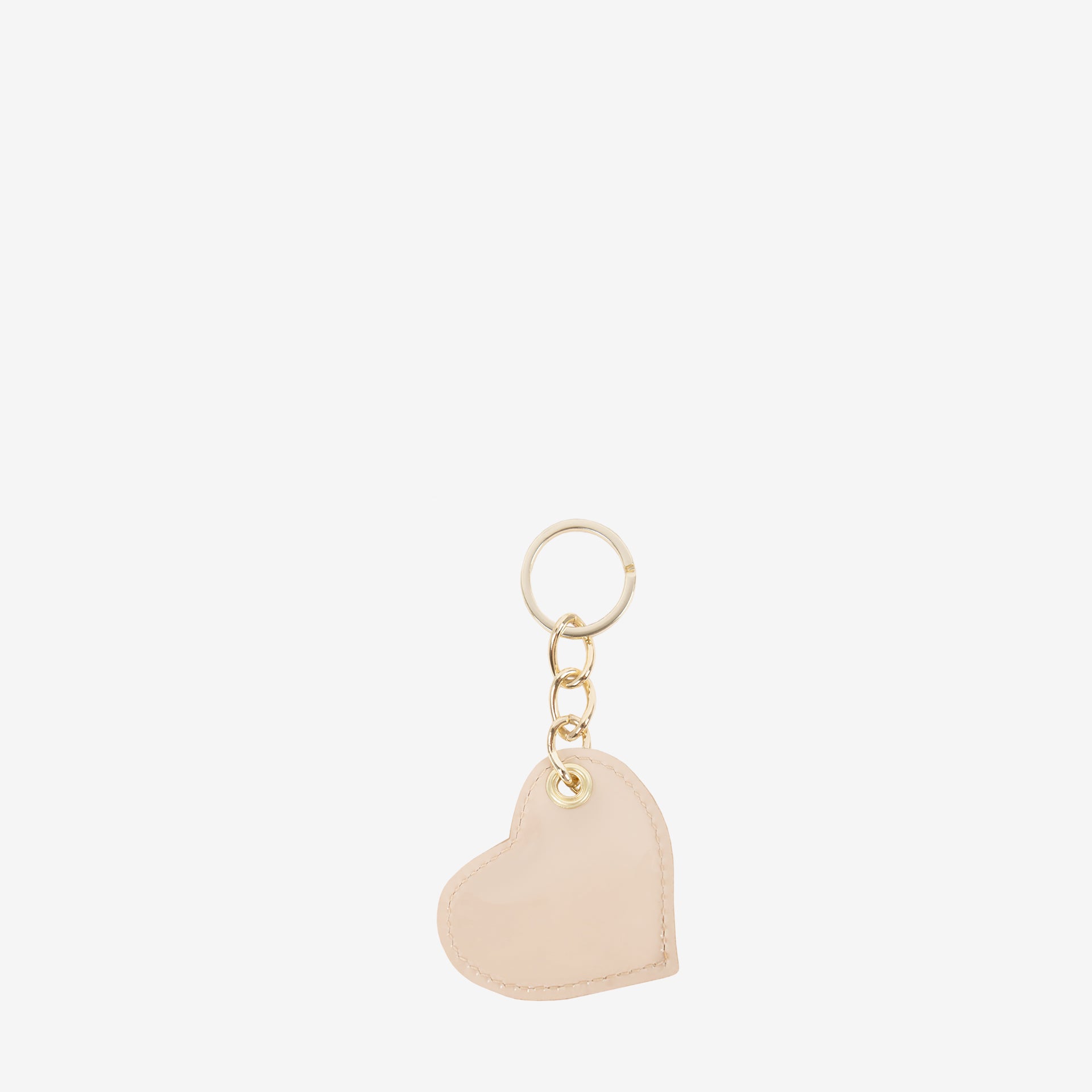 Iconic By Cavalinho Beige Patent Leather Heart Keychain SKU 26270283.05 #color_beige