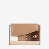 CV by Cavalinho trifold wallet in beige and white with patent leather croc-effect detailing SKU 26280205.31 #color_beige / white, beige / blanc, bege / branco
