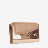 CV by Cavalinho trifold wallet in beige and white with patent leather croc-effect detailing SKU 26280205.31 #color_beige / white, beige / blanc, bege / branco