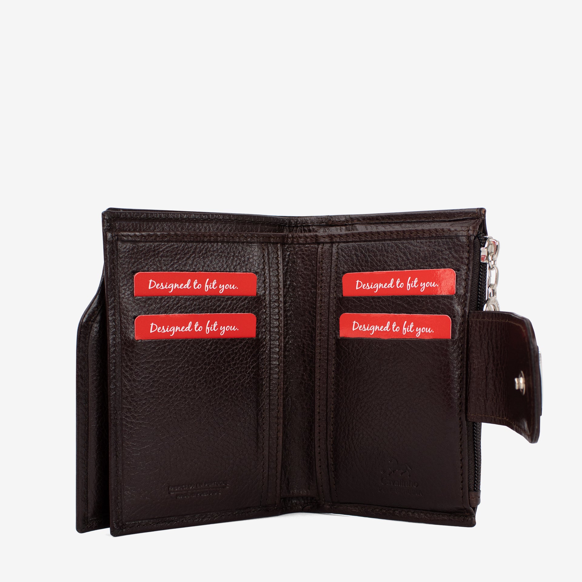 Cavalinho Cavalo Lusitano Brown Leather Wallet, Bifold, Embossed Leather, Silver Metal SKU 28090232.02 #color_brown