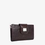 Cavalinho Cavalo Lusitano Brown Leather Wallet, Bifold, Embossed Leather, Silver Metal SKU 28090232.02 #color_brown