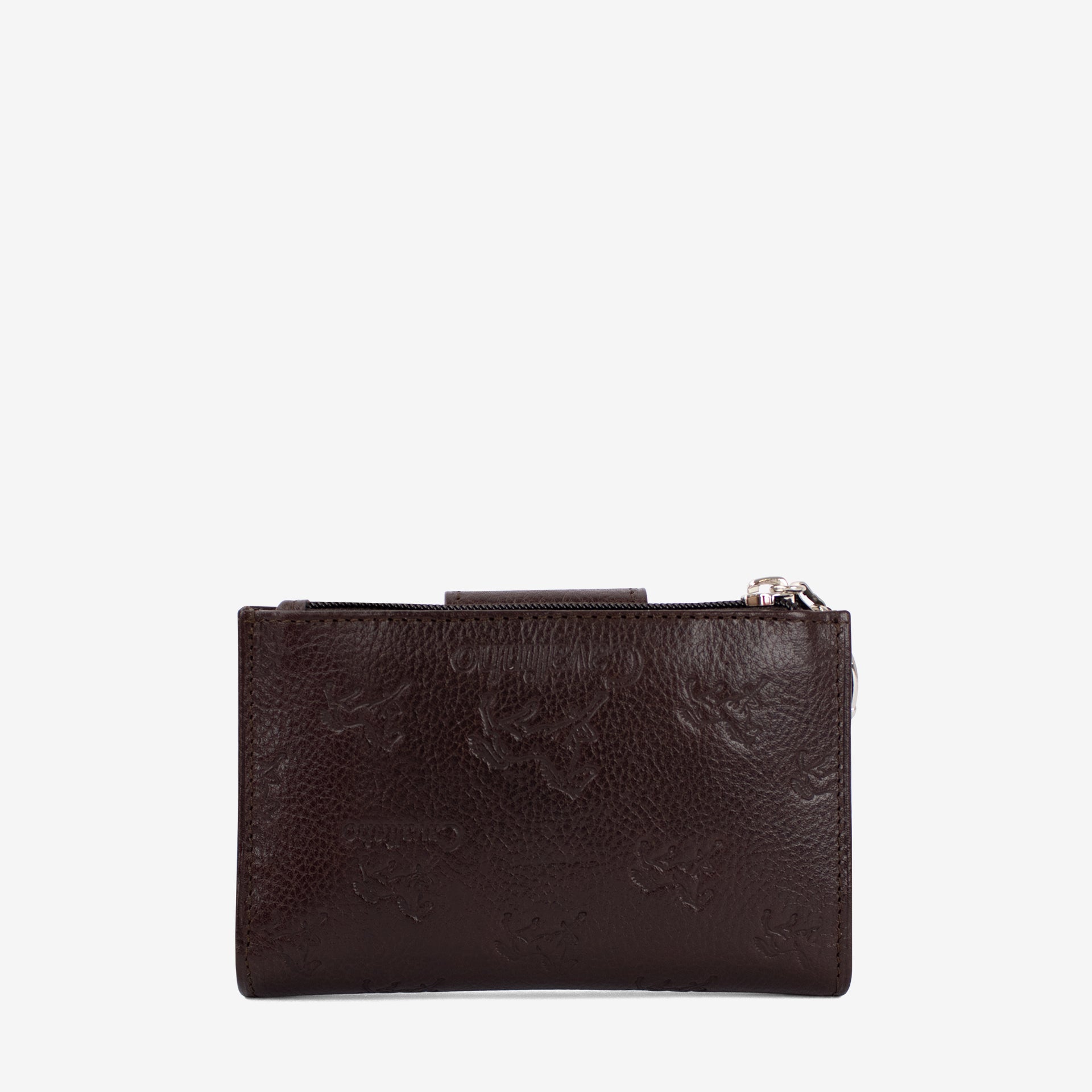 Cavalinho Cavalo Lusitano Brown Leather Wallet, Bifold, Embossed Leather, Silver Metal SKU 28090232.02 #color_brown
