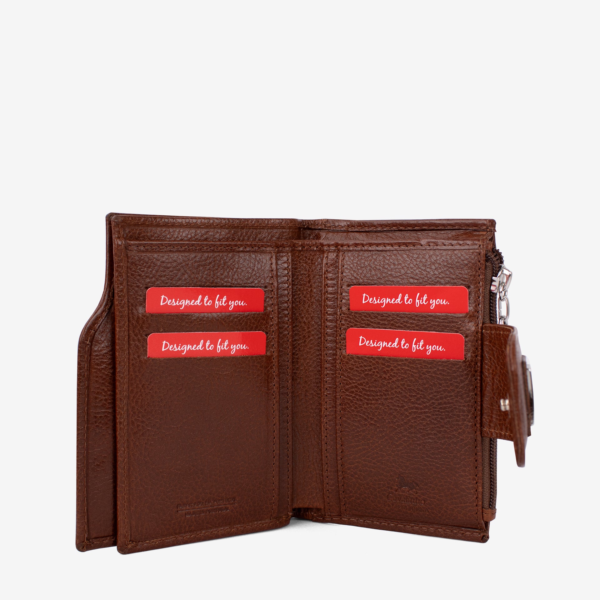 Cavalinho Cavalo Lusitano Light Camel Brown Leather Wallet, Bifold, Embossed Leather, Silver Metal SKU 28090232.13 #color_saddlebrown