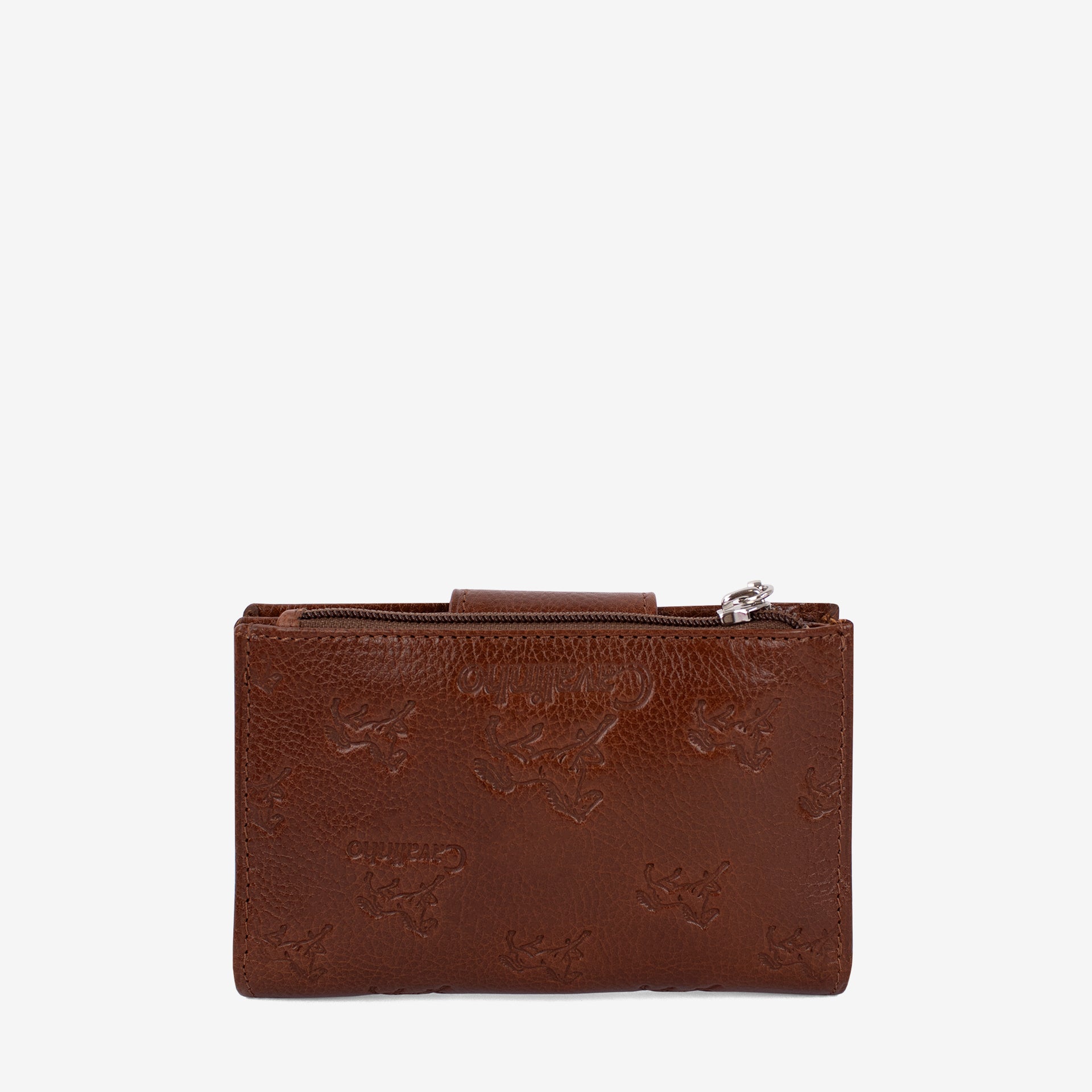 Cavalinho Cavalo Lusitano Light Camel Brown Leather Wallet, Bifold, Embossed Leather, Silver Metal SKU 28090232.13 #color_saddlebrown