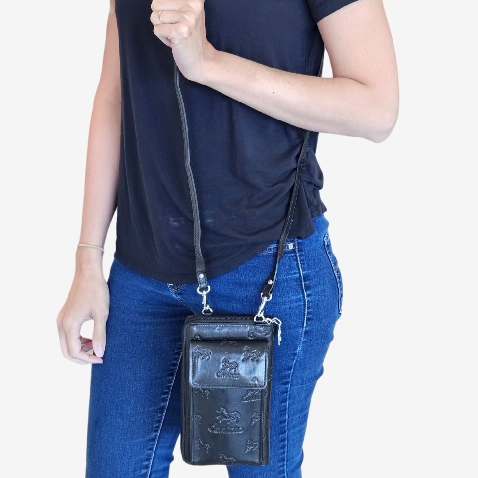 Cavalinho Cavalo Lusitano Phone Crossbody Bag & Wallet SKU 28090282.01 #color_black, saddlebrown, brown