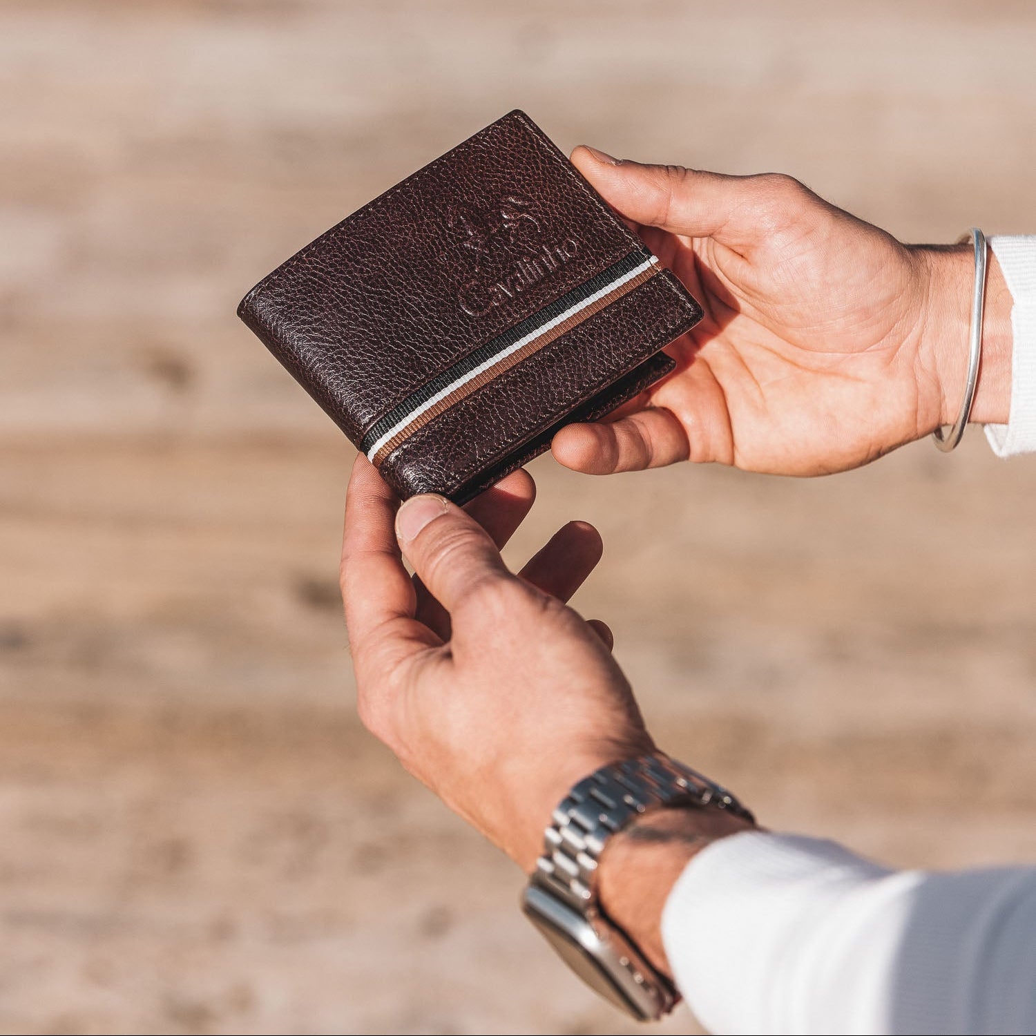 Cavalinho The Sailor Trifold Leather Wallet SKU 28150517.02 #color_brown, navy