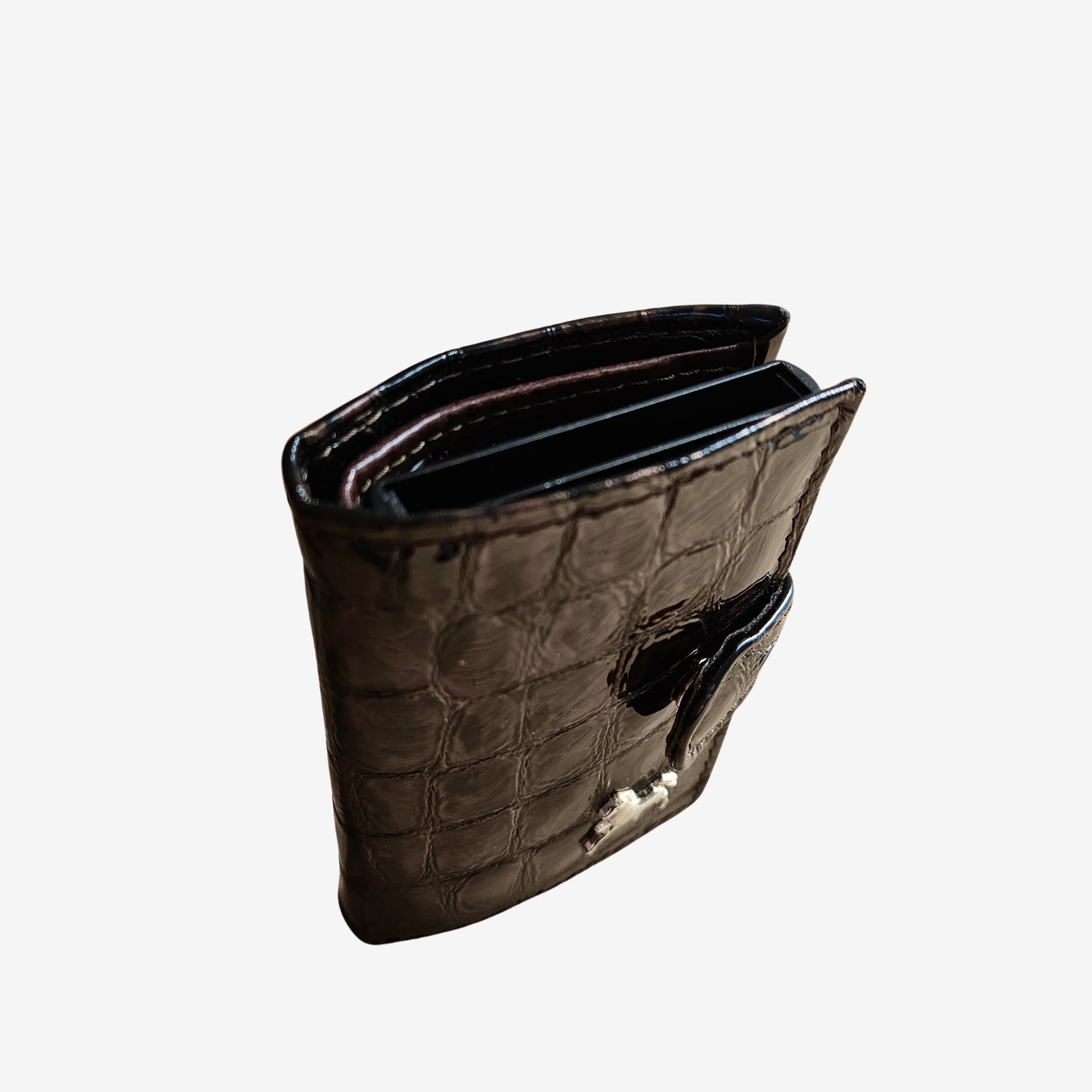 Cavalinho Gallop Brown Bifold Pop Up Slim Patent Leather Wallet for Women SKU 28170022.19 #color_black / brown