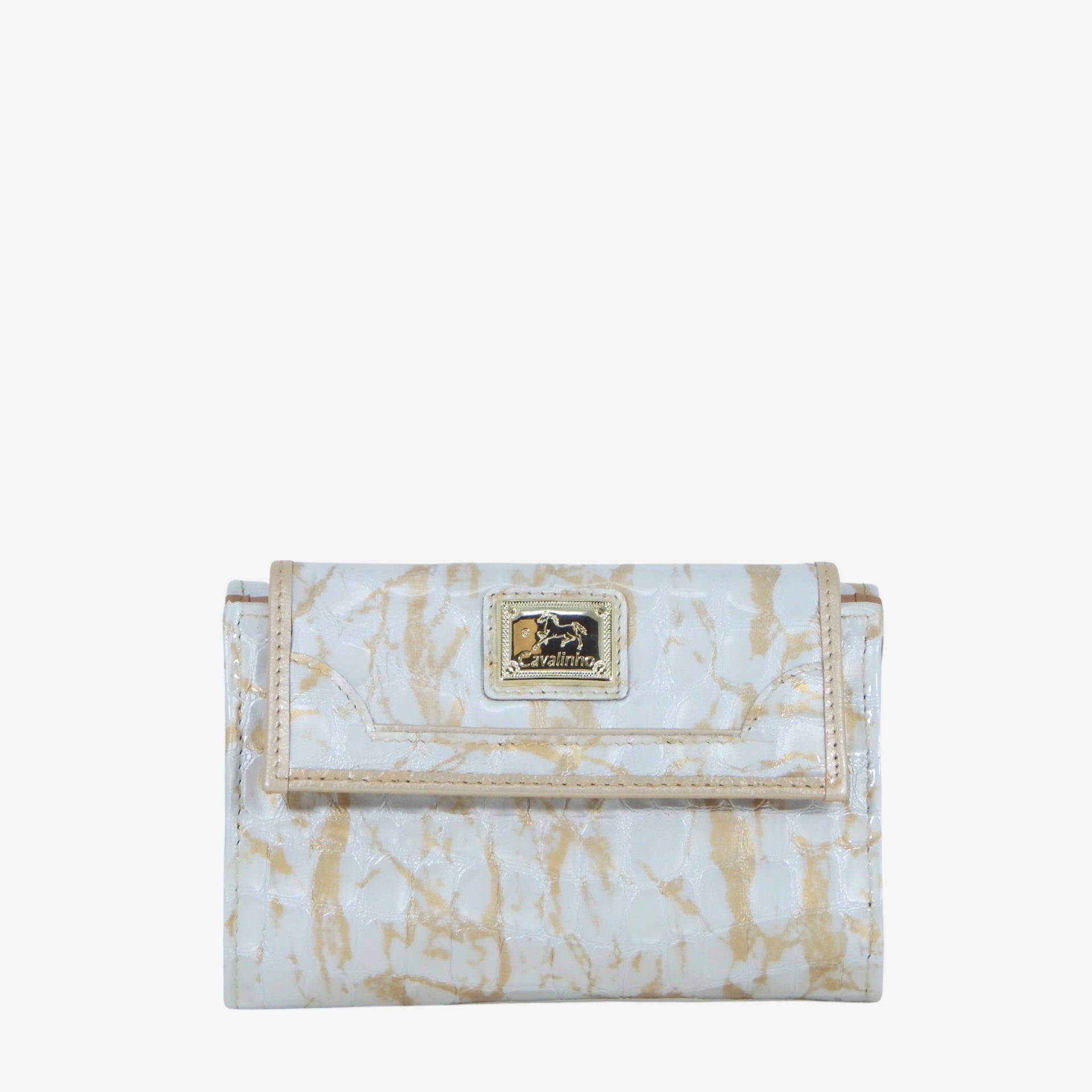 Cavalinho Gallop Beige Pearl Patent Leather Wallet for Women SKU 28170202.31 #color_Beige / White