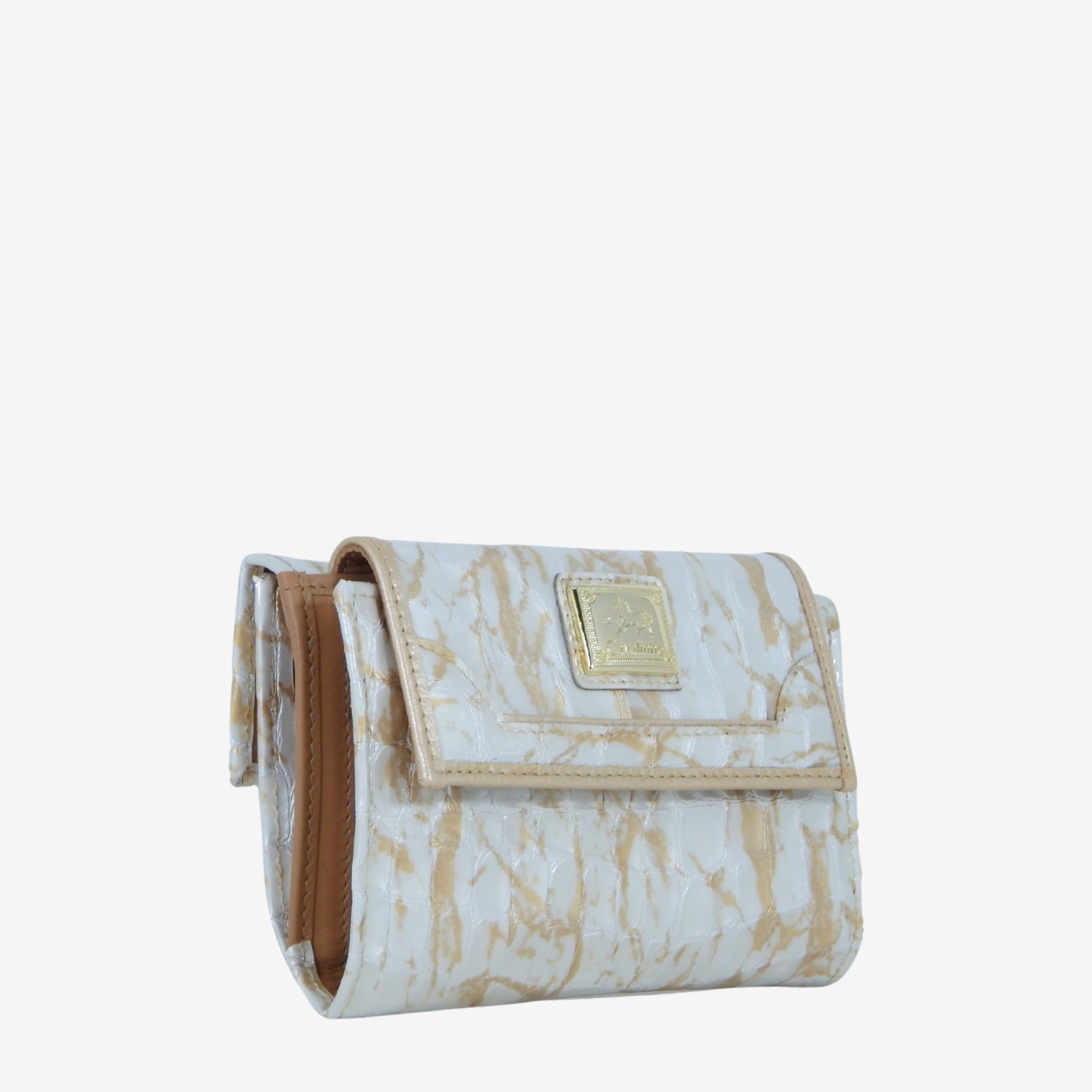 Cavalinho Gallop Beige Pearl Patent Leather Wallet for Women SKU 28170202.31 #color_Beige / White