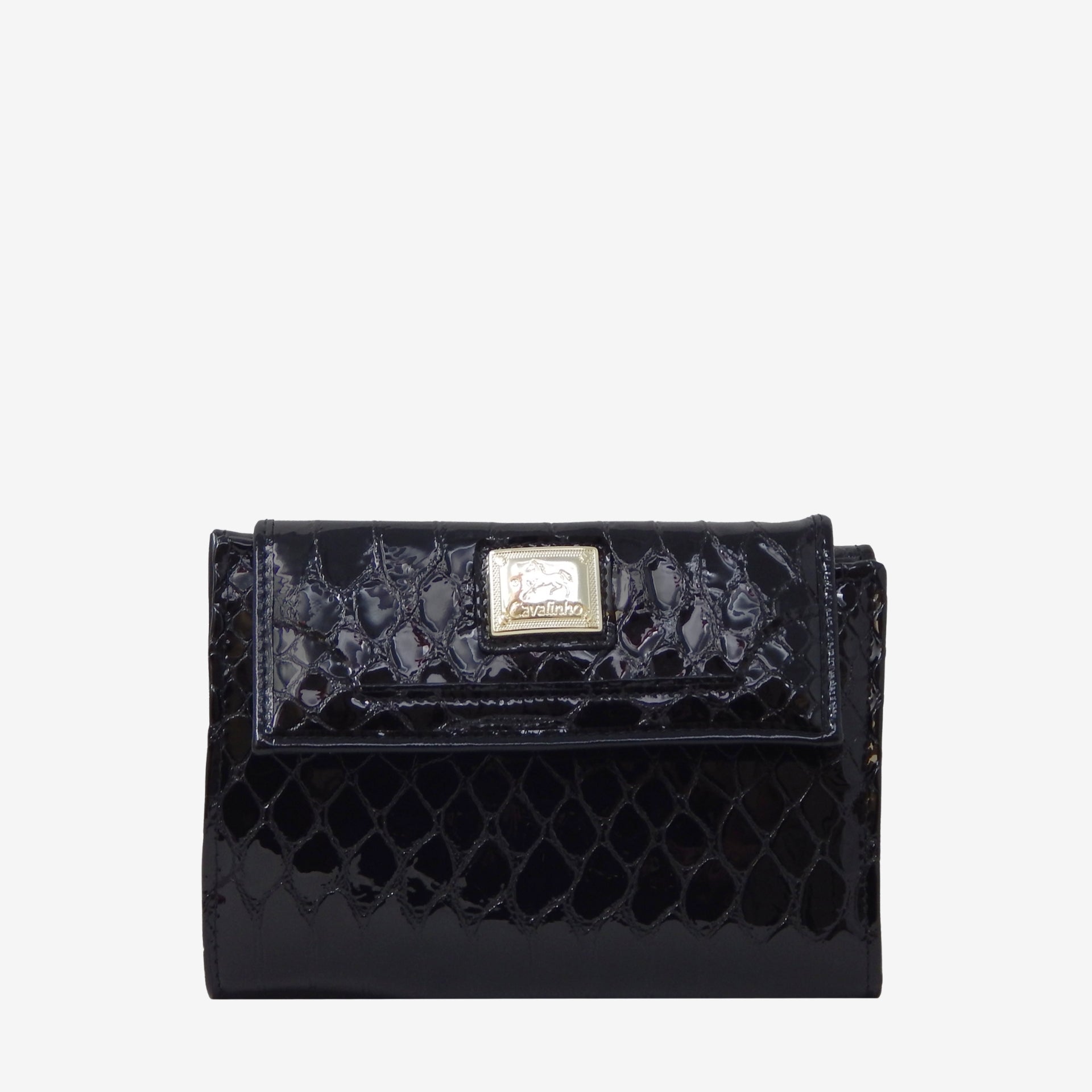 Cavalinho Gallop Patent Black Leather Wallet SKU 28170204.01 #color_black