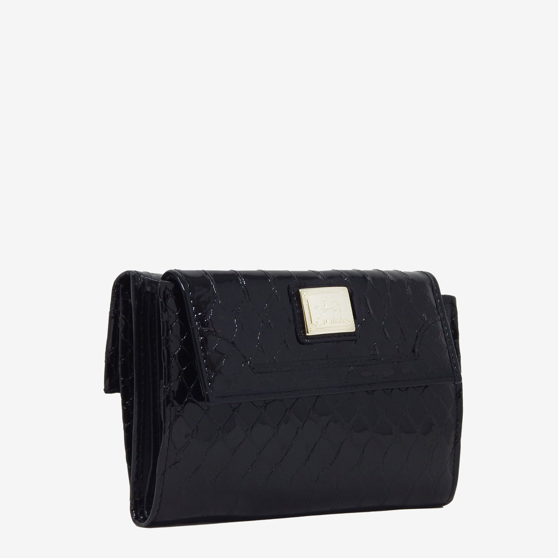 Cavalinho Gallop Patent Black Leather Wallet SKU 28170204.01 #color_black