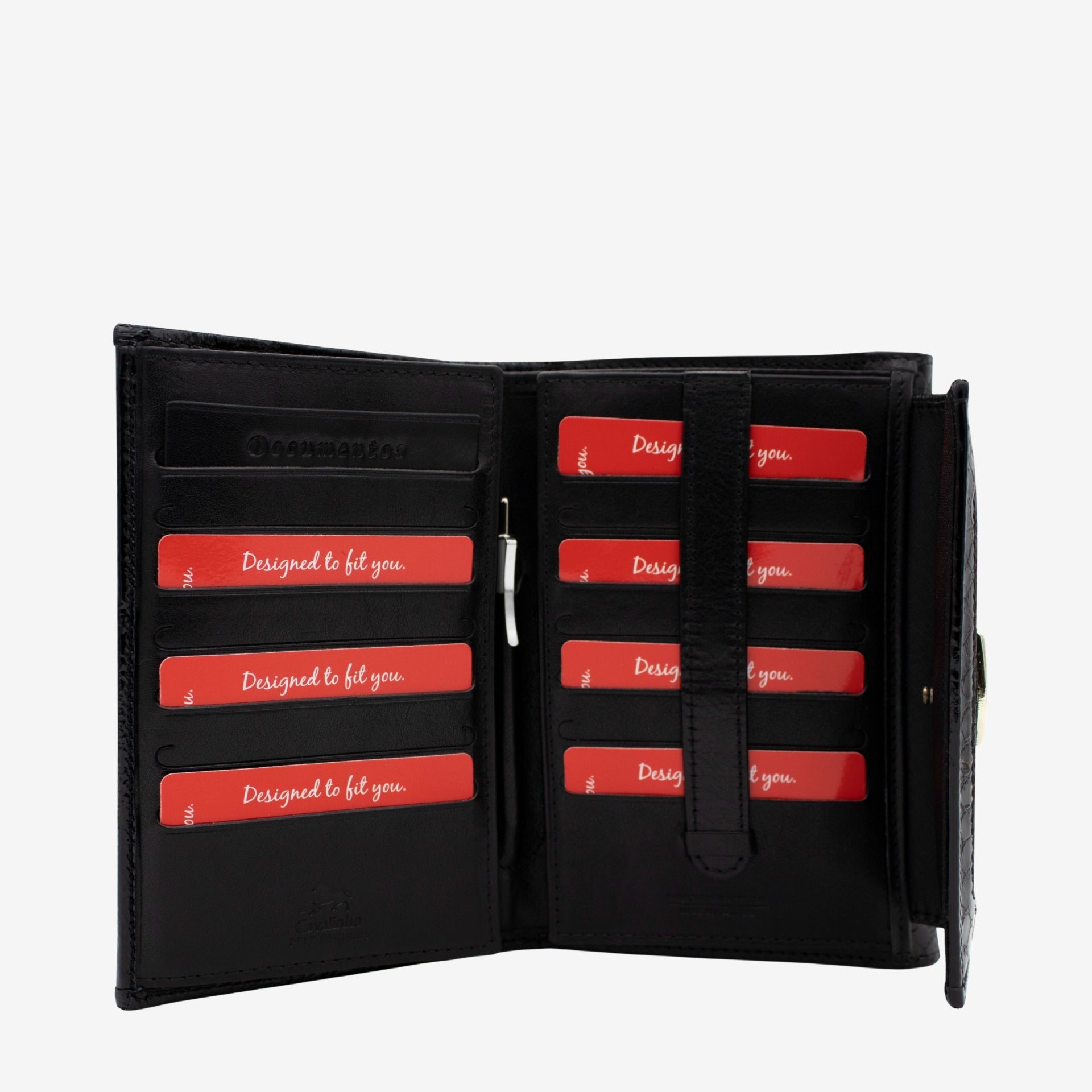 Cavalinho Gallop Patent Black Leather Wallet SKU 28170204.01 #color_black