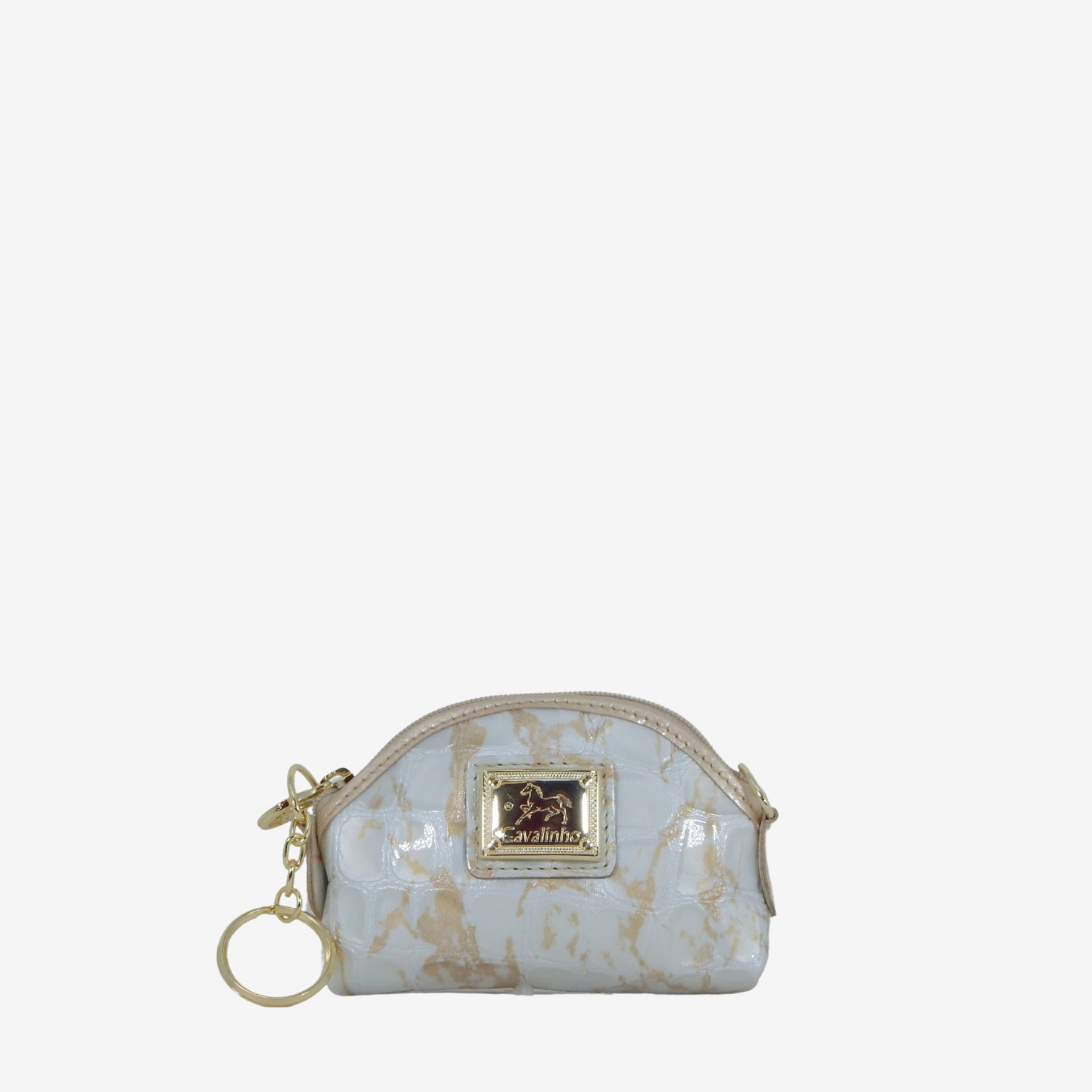 Cavalinho Gallop Beige & White Patent Leather Pouch Change Purse for Women SKU 28170251.31 #color_Beige / White