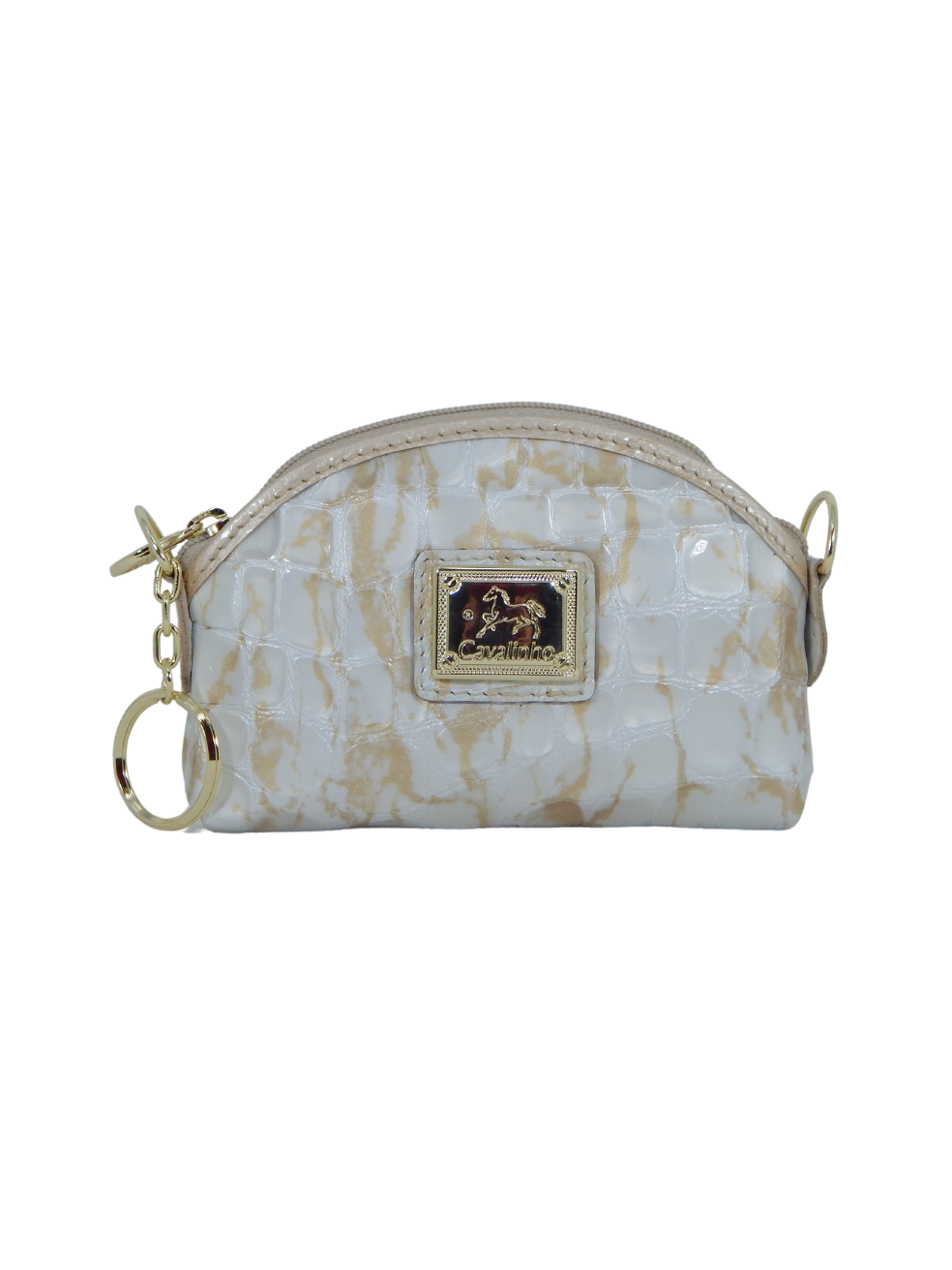 Cavalinho Gallop Patent Leather Change Purse for Women SKU 28170252.31 #color_Beige / White