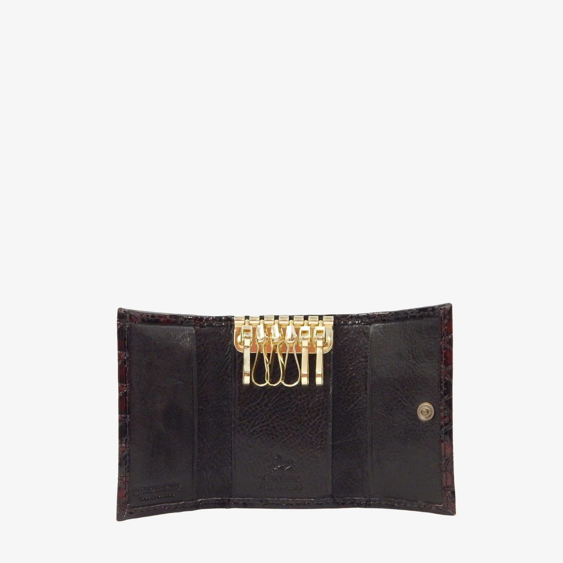 Cavalinho Gallop Patent Brown Leather Key Holder Wallet 28170257.02 #color_Brown