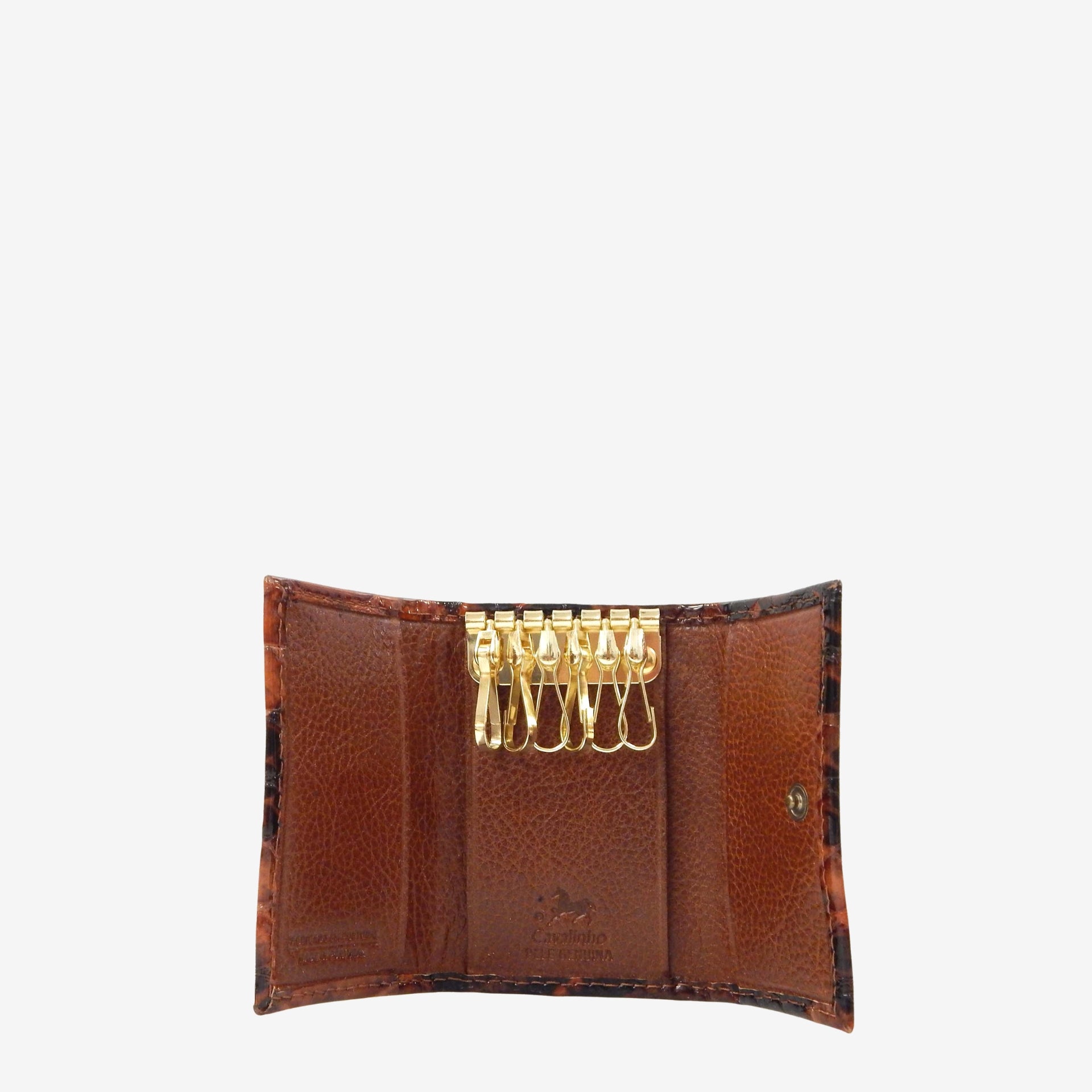 Cavalinho Gallop Patent Leather Key Holder Wallet 28170257.13 #color_Saddlebrown