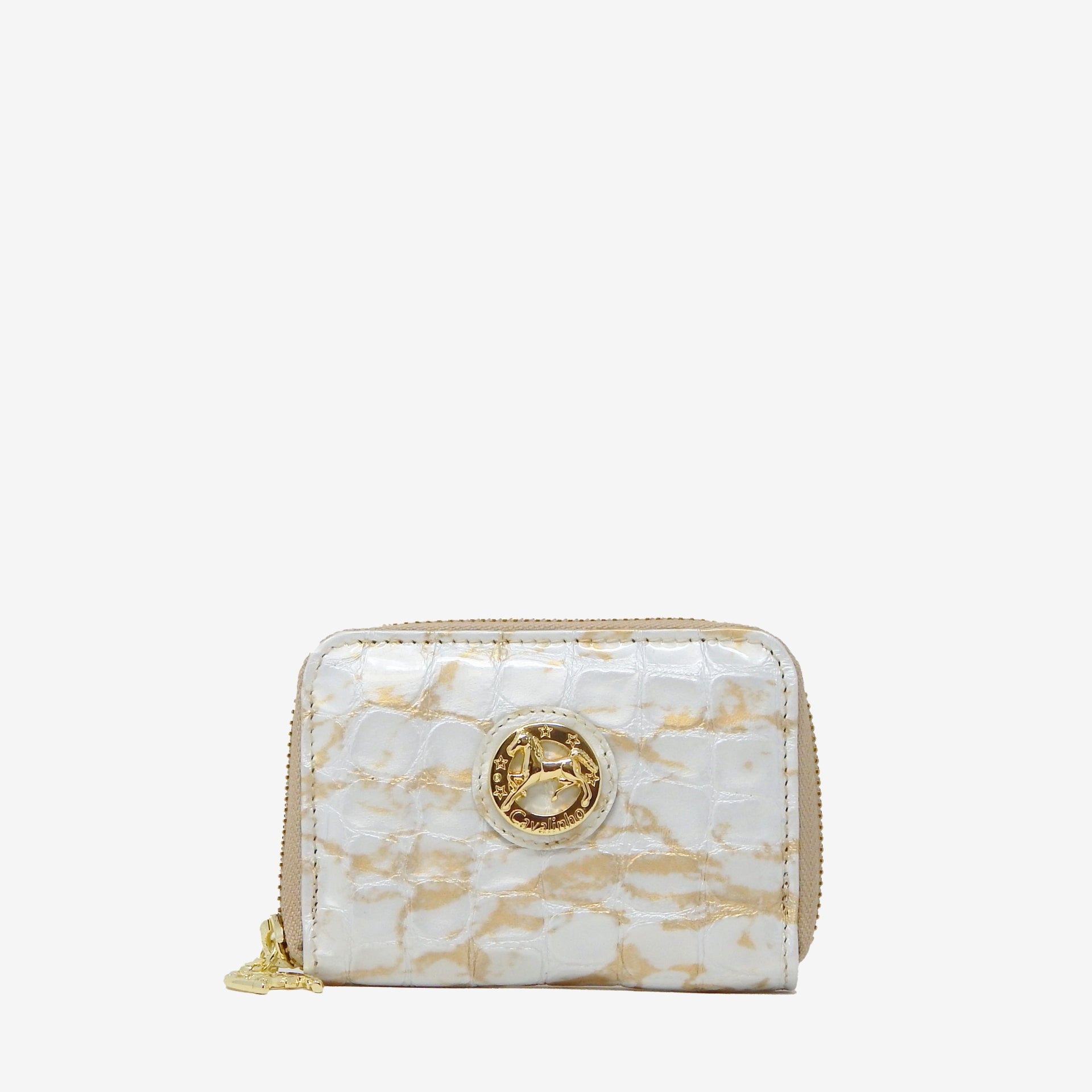 Cavalinho Gallop Pearl Patent Leather Card Holder Wallet for Women SKU 28170274.31 #color_Beige / White