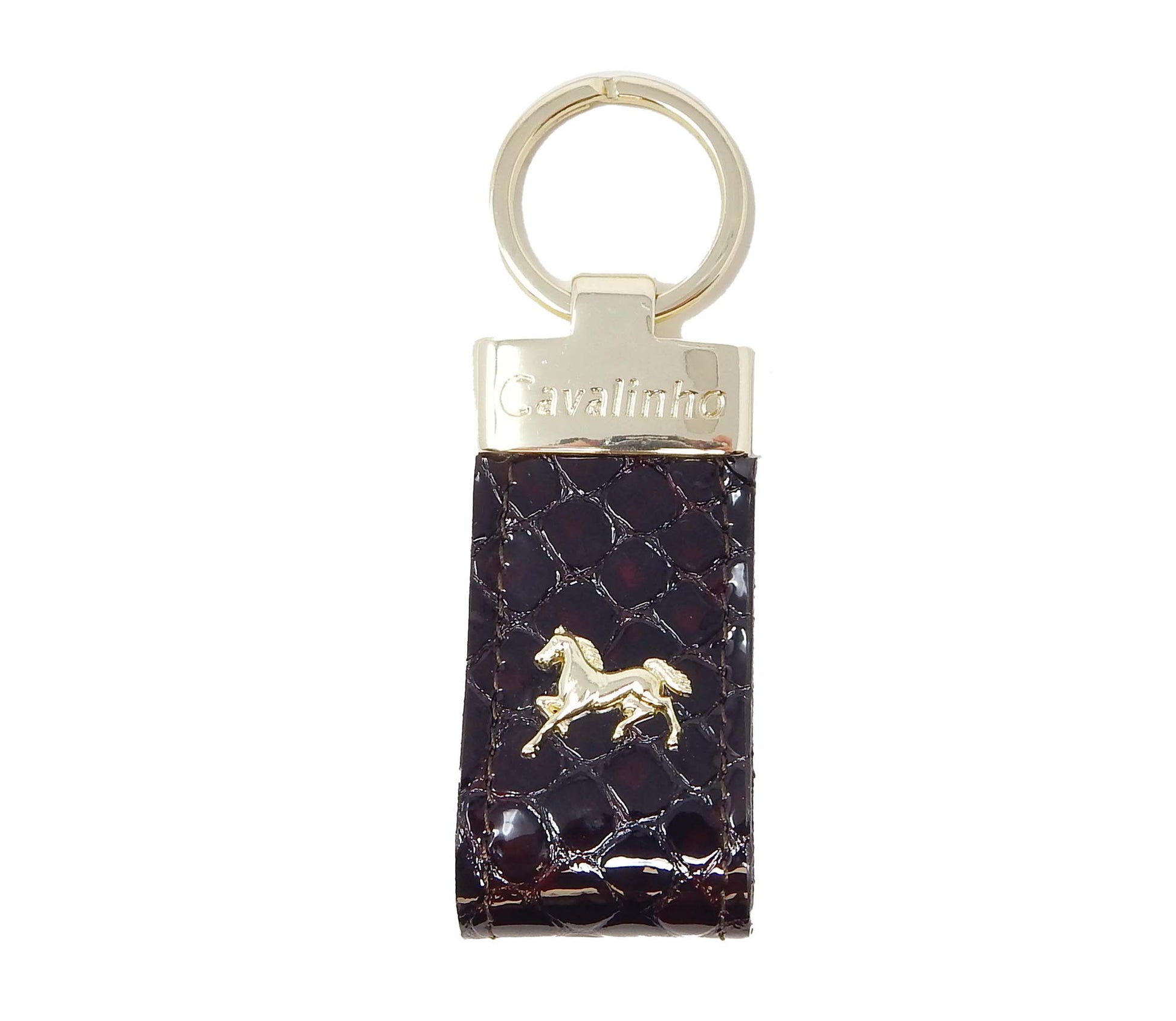 Cavalinho Galope Patent Leather Keychain - Brown - 28170536.02.99_1