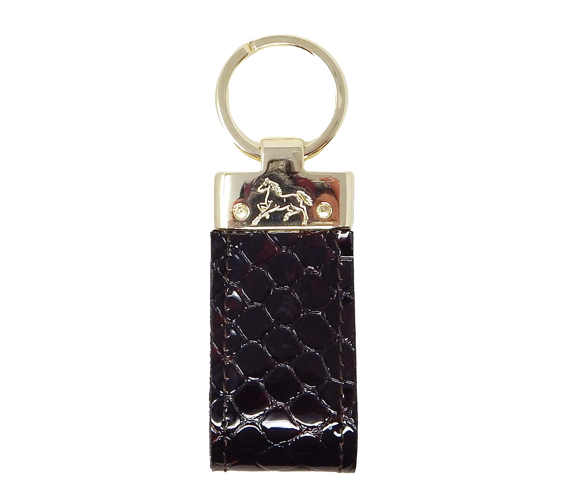 Cavalinho Galope Patent Leather Keychain - Brown - 28170536.02.99_2