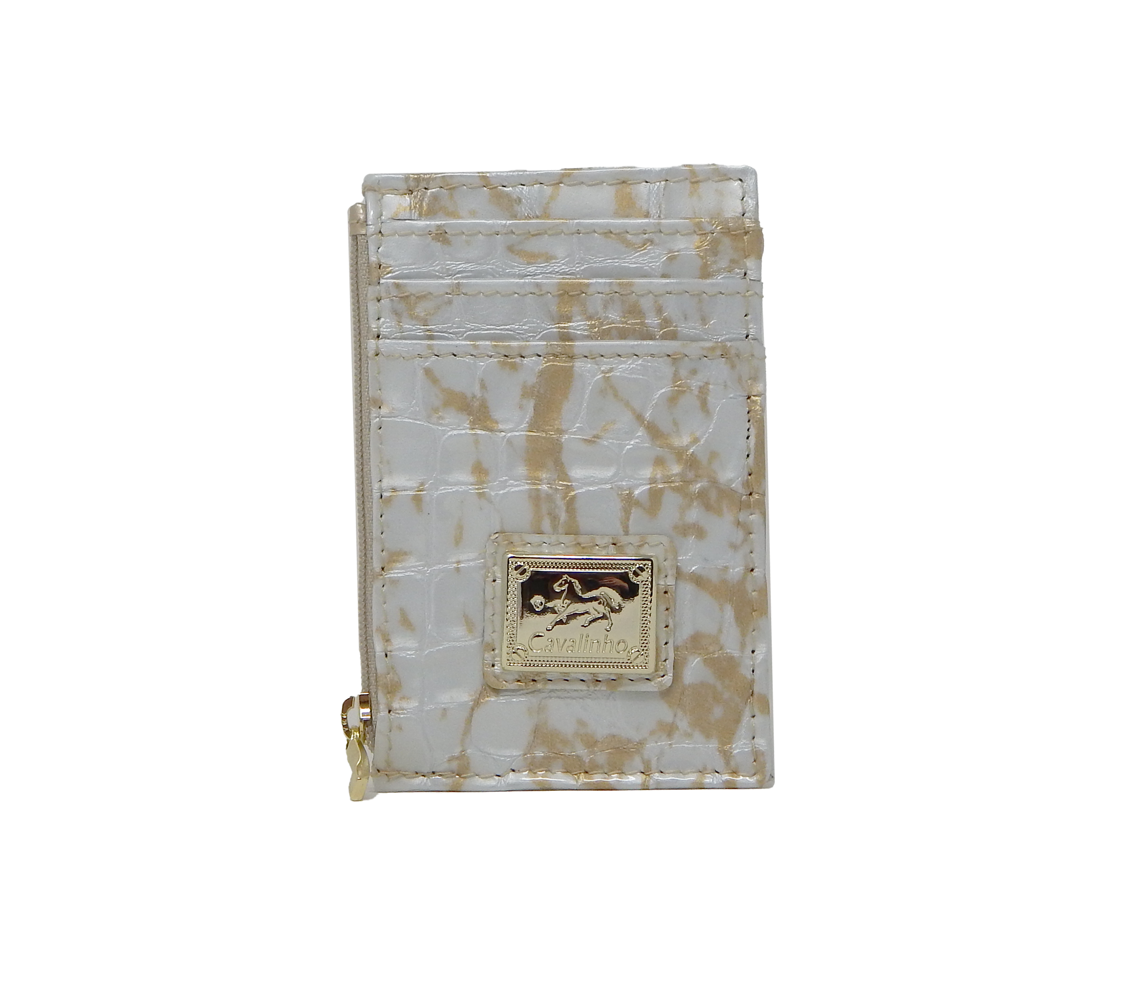 Cavalinho Gallop Patent Leather Card Holder Wallet for Women SKU 28170573.31 #color_Beige / White