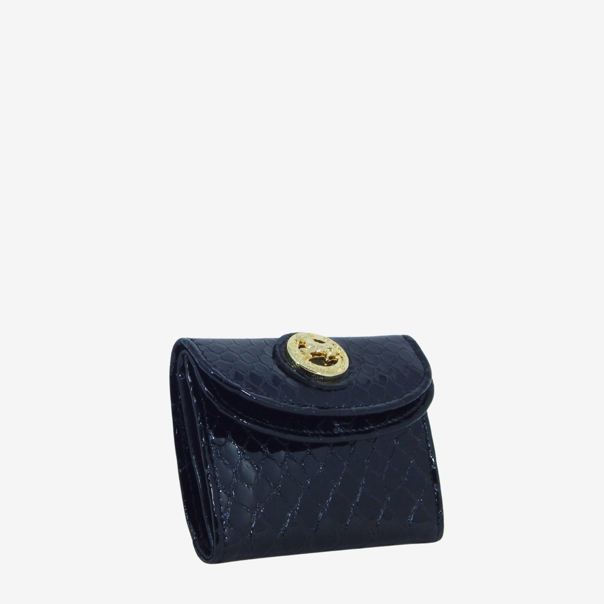Cavalinho Gallop Compact Black Patent Leather Wallet SKU 28170574.01 #color_black
