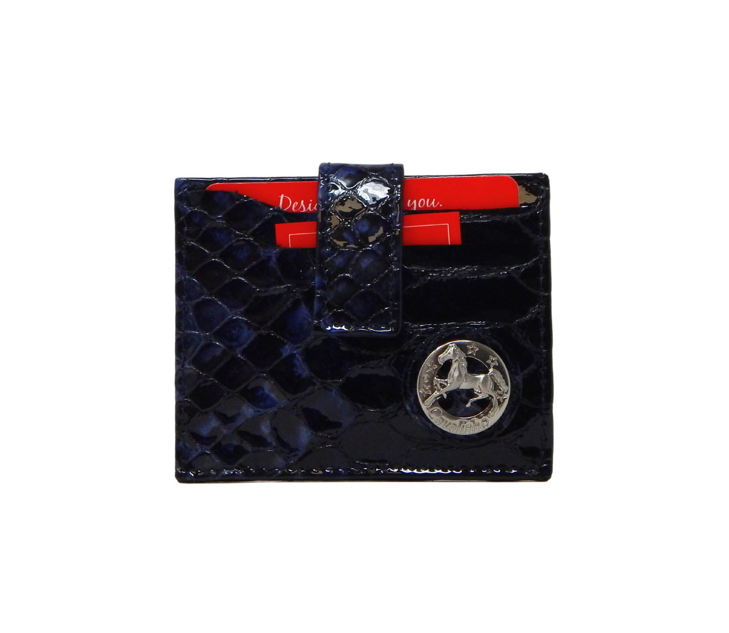 Cavalinho Gallop Patent Leather Card Holder Wallet - Navy - 28170576.03_1