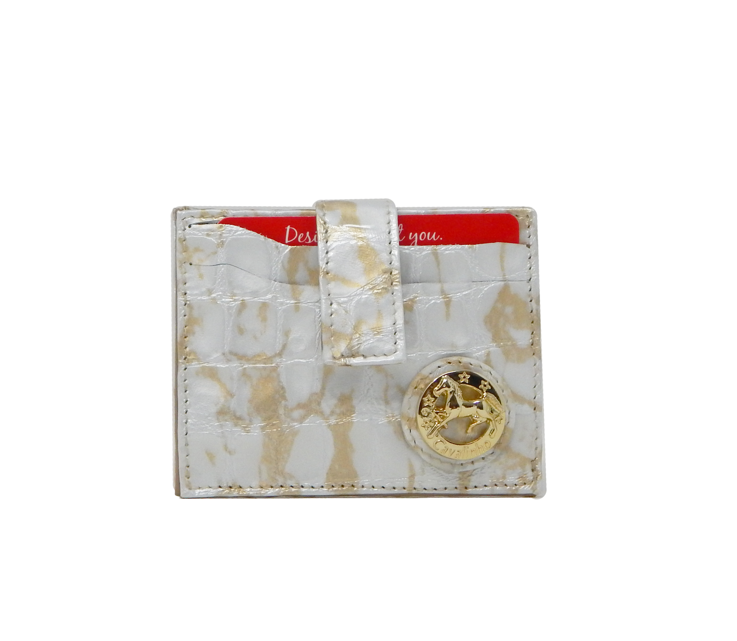 Cavalinho Gallop Patent Leather Card Holder Wallet - Beige / White - 28170576.31_1