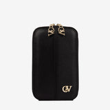 Cavalinho Muse Black Leather Phone Purse Crossbody Bag SKU 28300288.01 #color_black