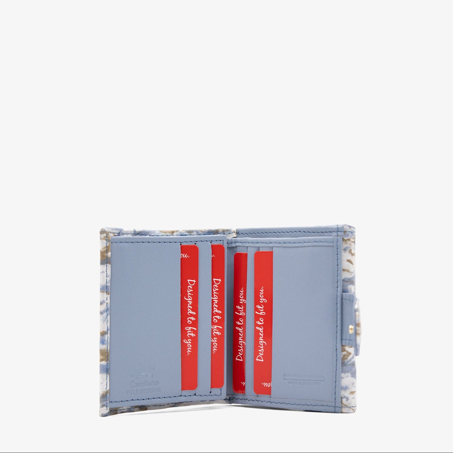 Cavalinho Acqua Bella Mini Patent Leather Wallet for Women Blue and White SKU 28600530.10 #color_Blue / White