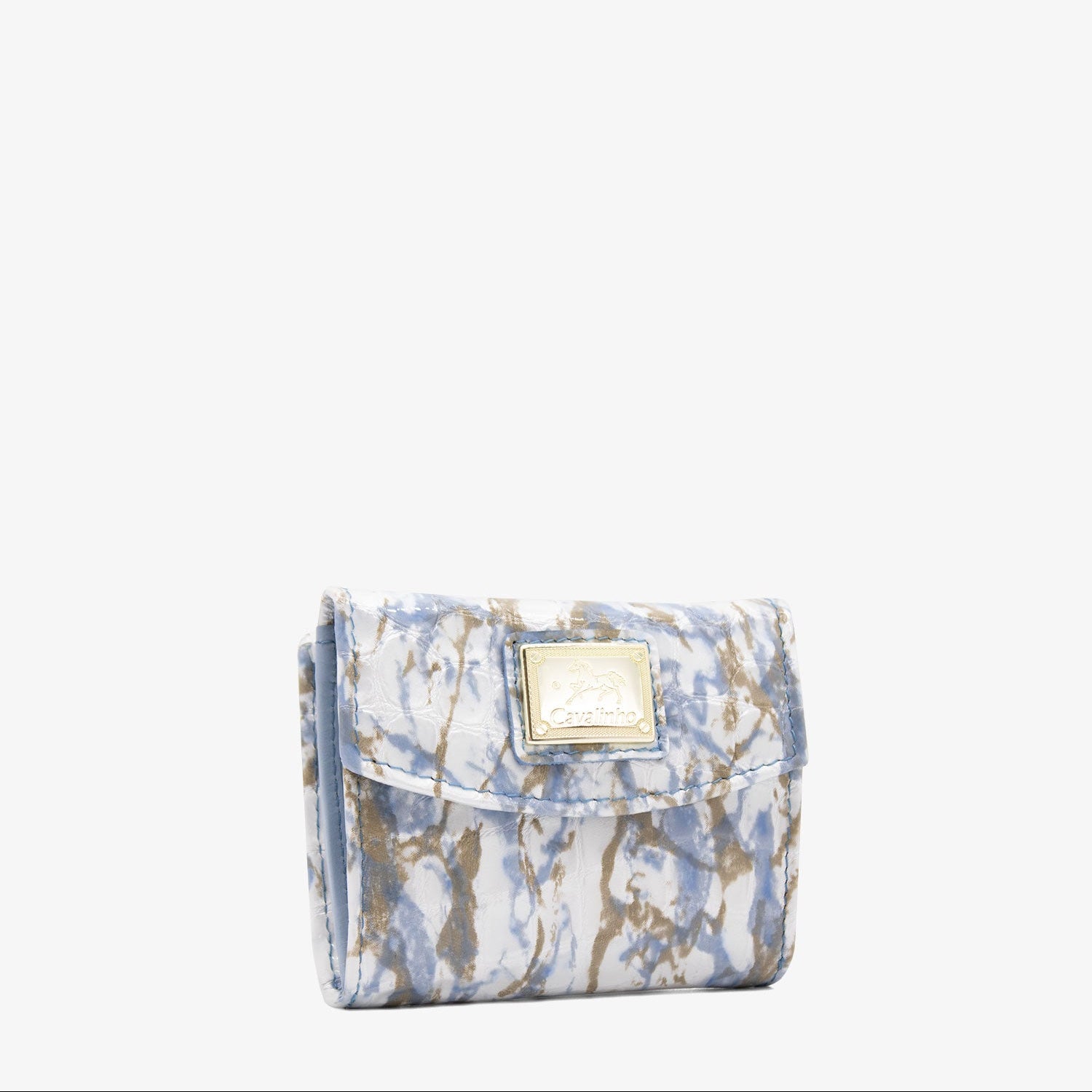 Cavalinho Acqua Bella Mini Patent Leather Wallet for Women Blue and White SKU 28600530.10 #color_Blue / White