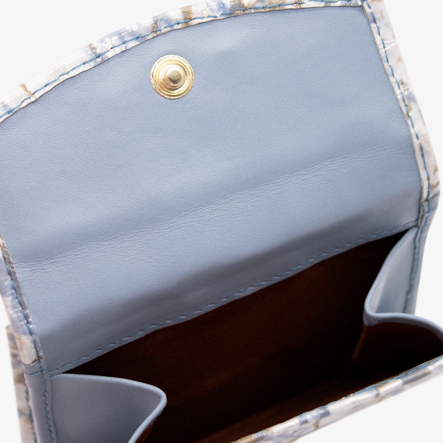 Cavalinho Acqua Bella Mini Patent Leather Wallet for Women Blue and White SKU 28600530.10 #color_Blue / White