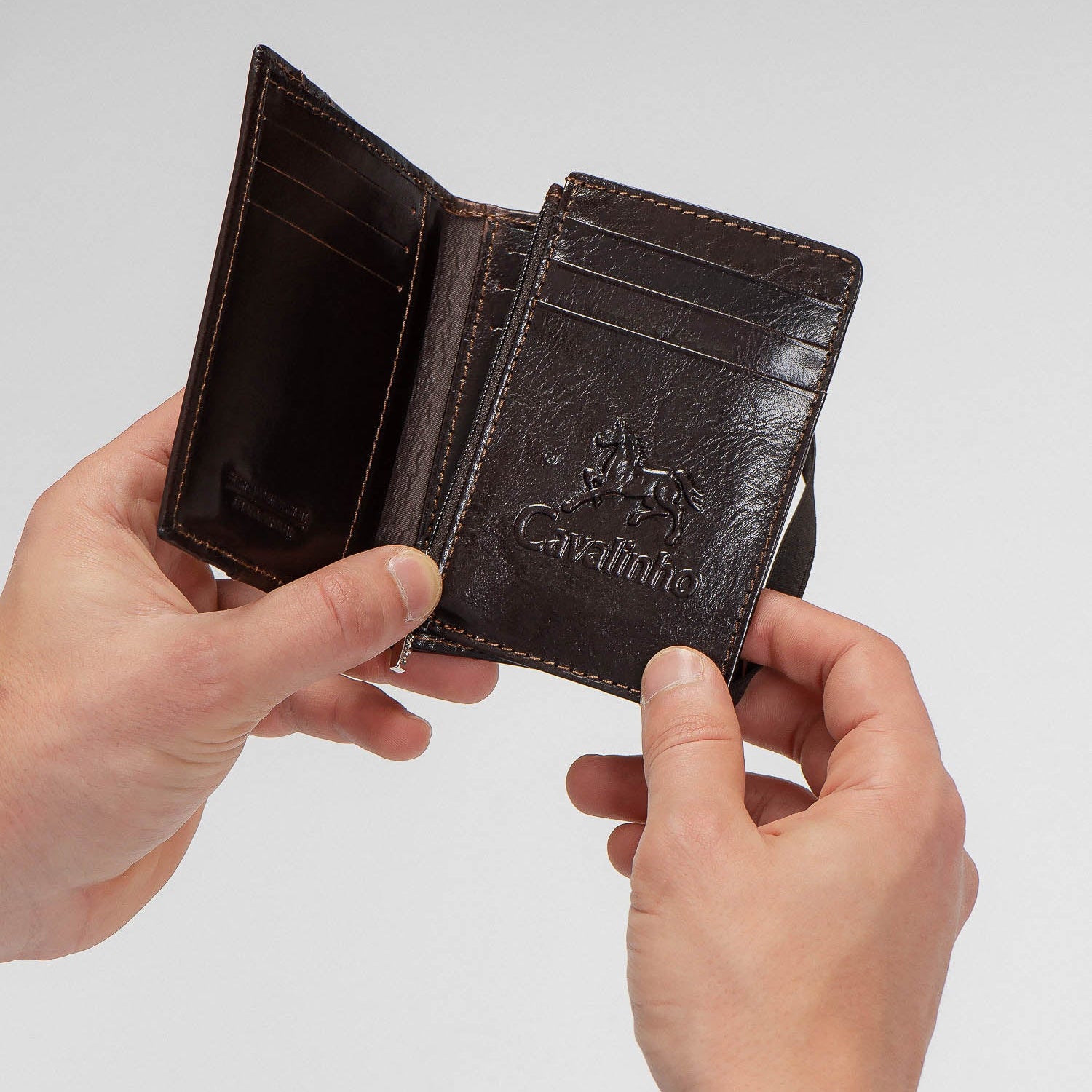 Cavalinho Brown Leather Card Holder Slim Men's Wallet SKU 28610573.02 #color_brown, black
