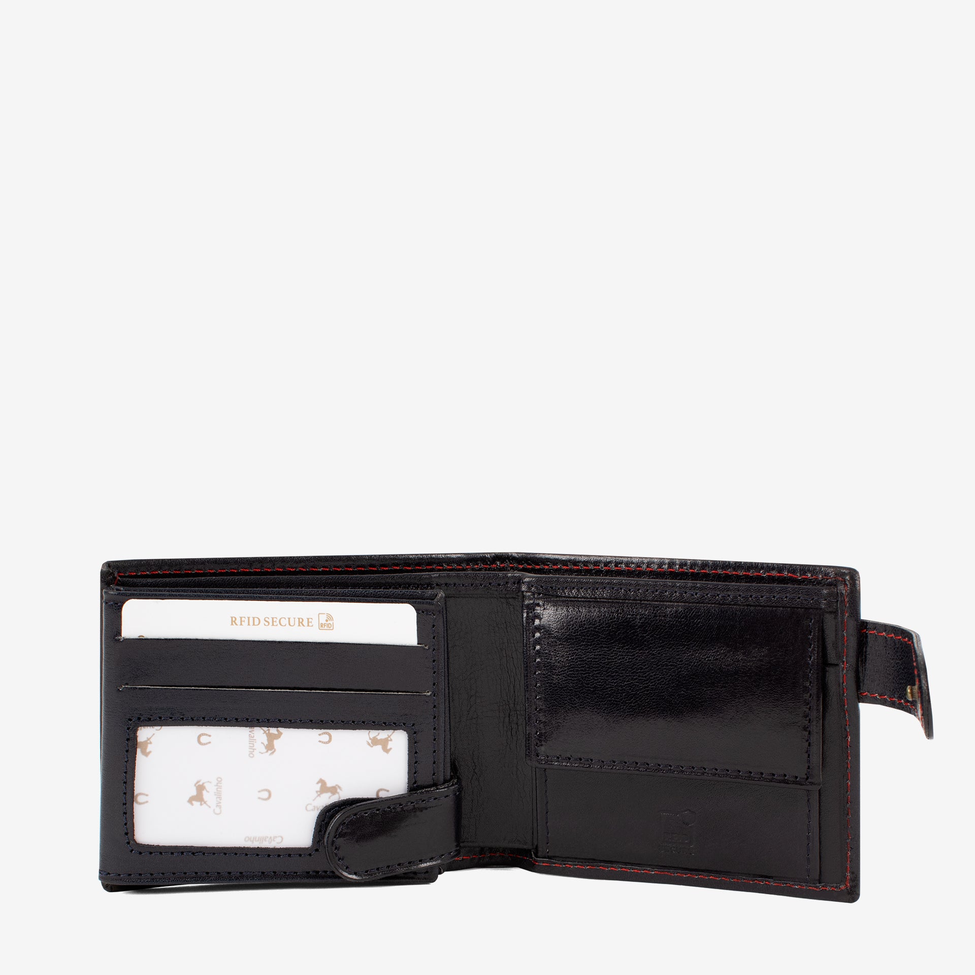 Cavalinho Men's Navy Trifold Leather Wallet SKU 28610586.45 #color_navy / red