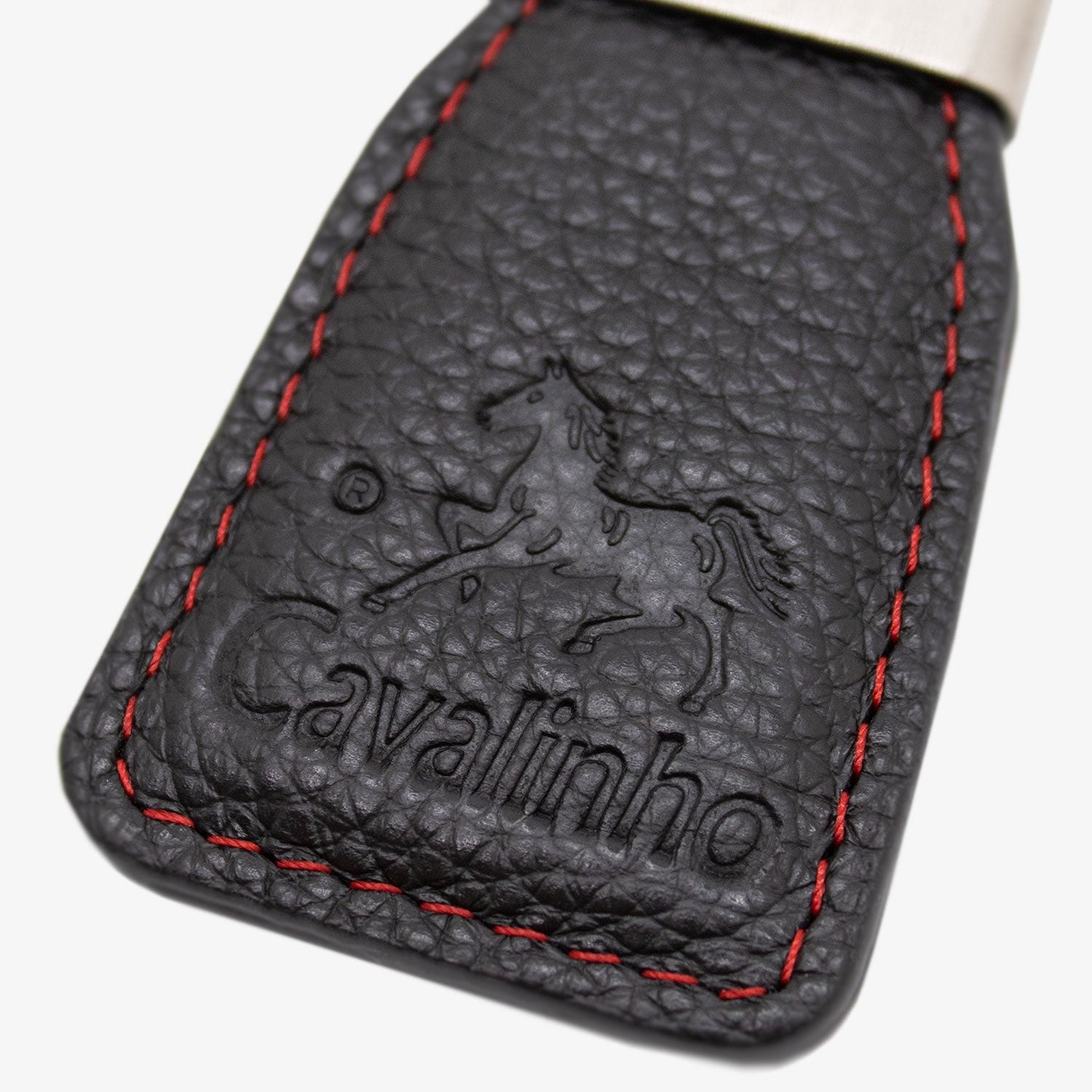 Cavalinho El Estribo Black Leather Keychain for Men with Silver Ring SKU 28620589.30 #color_black / red