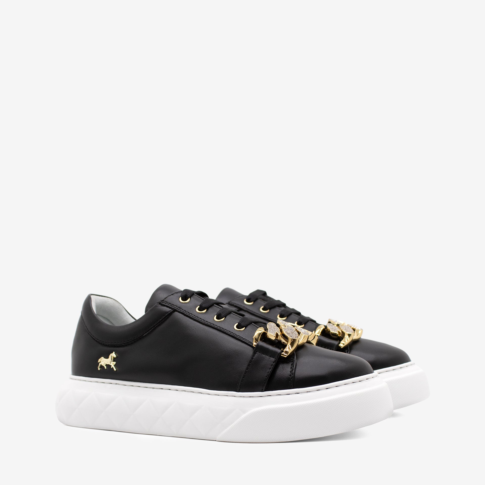 Cavalinho Golden Grace Black Leather Sneakers for Women SKU 48010117.01 #color_black