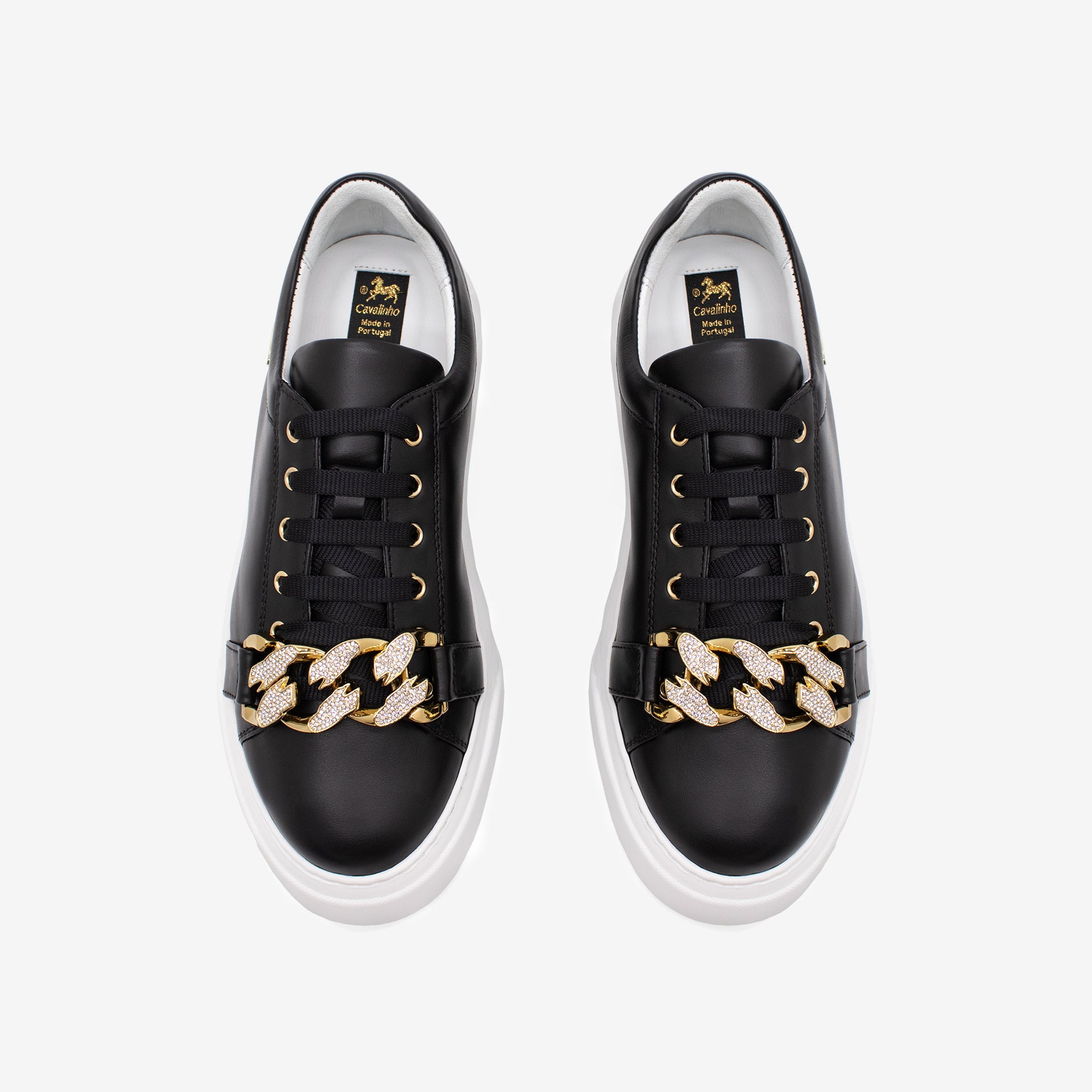 Cavalinho Golden Grace Black Leather Sneakers for Women SKU 48010117.01 #color_black