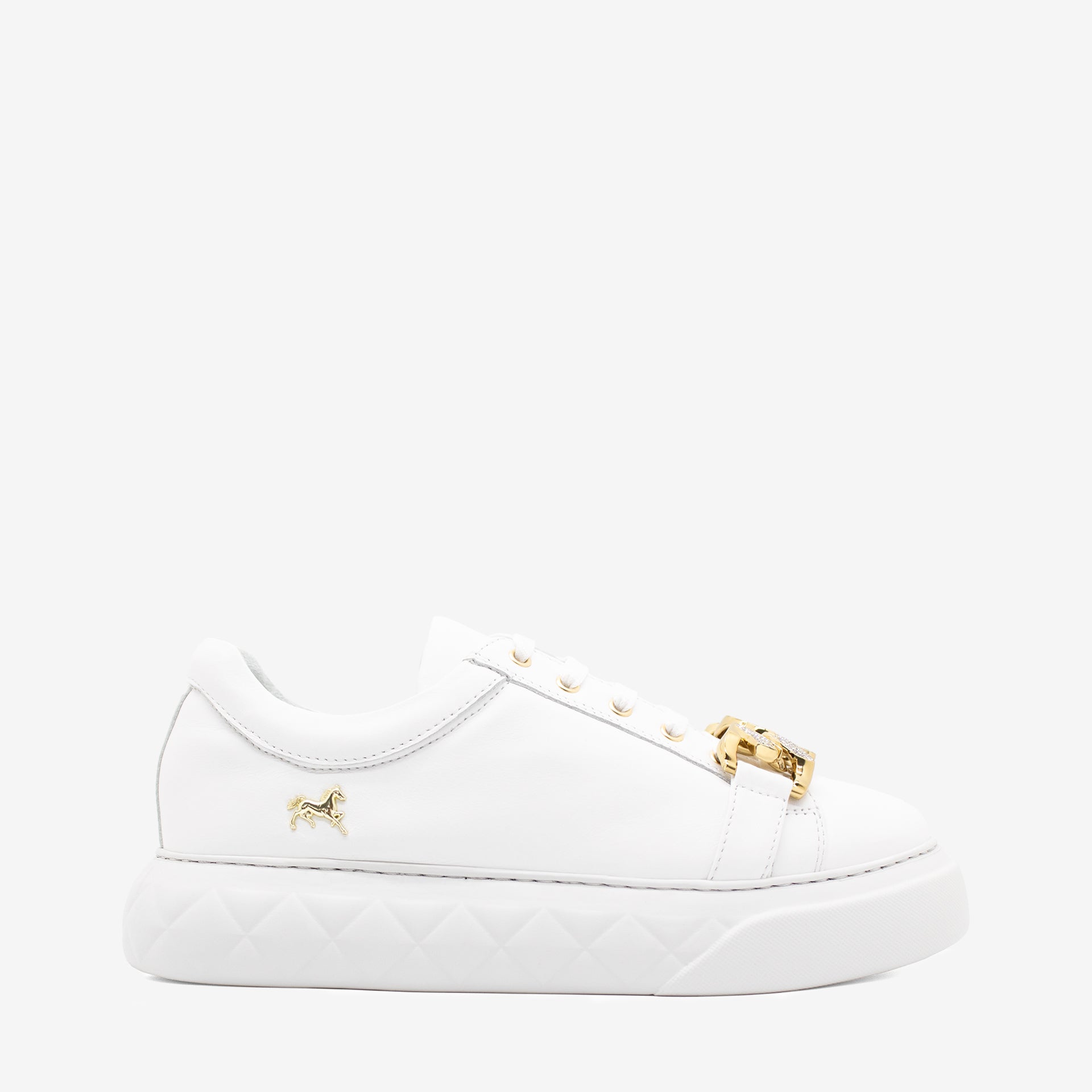 Cavalinho Golden Grace White Leather Sneakers for Women SKU 48010117.06 #color_white