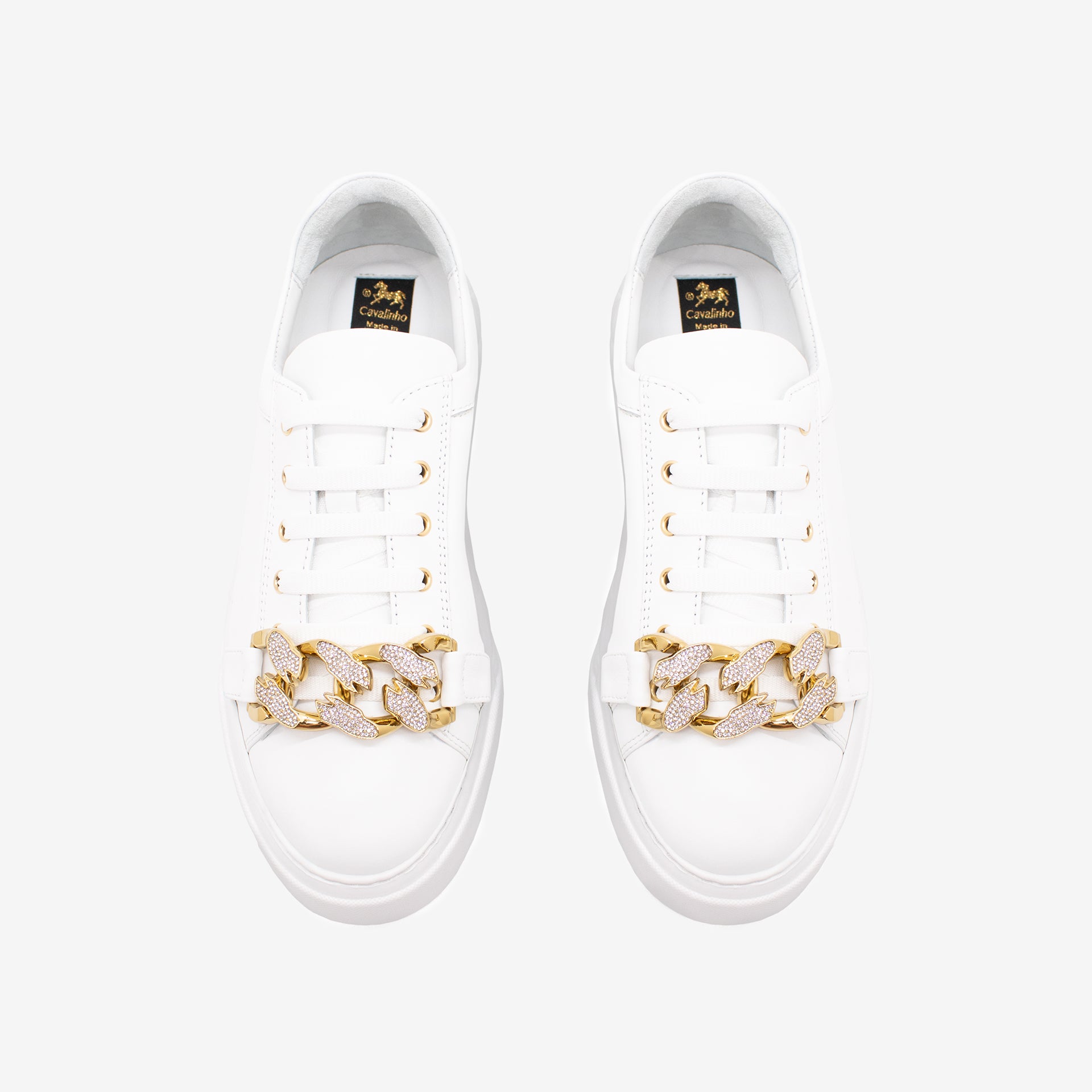 Cavalinho Golden Grace White Leather Sneakers for Women SKU 48010117.06 #color_white
