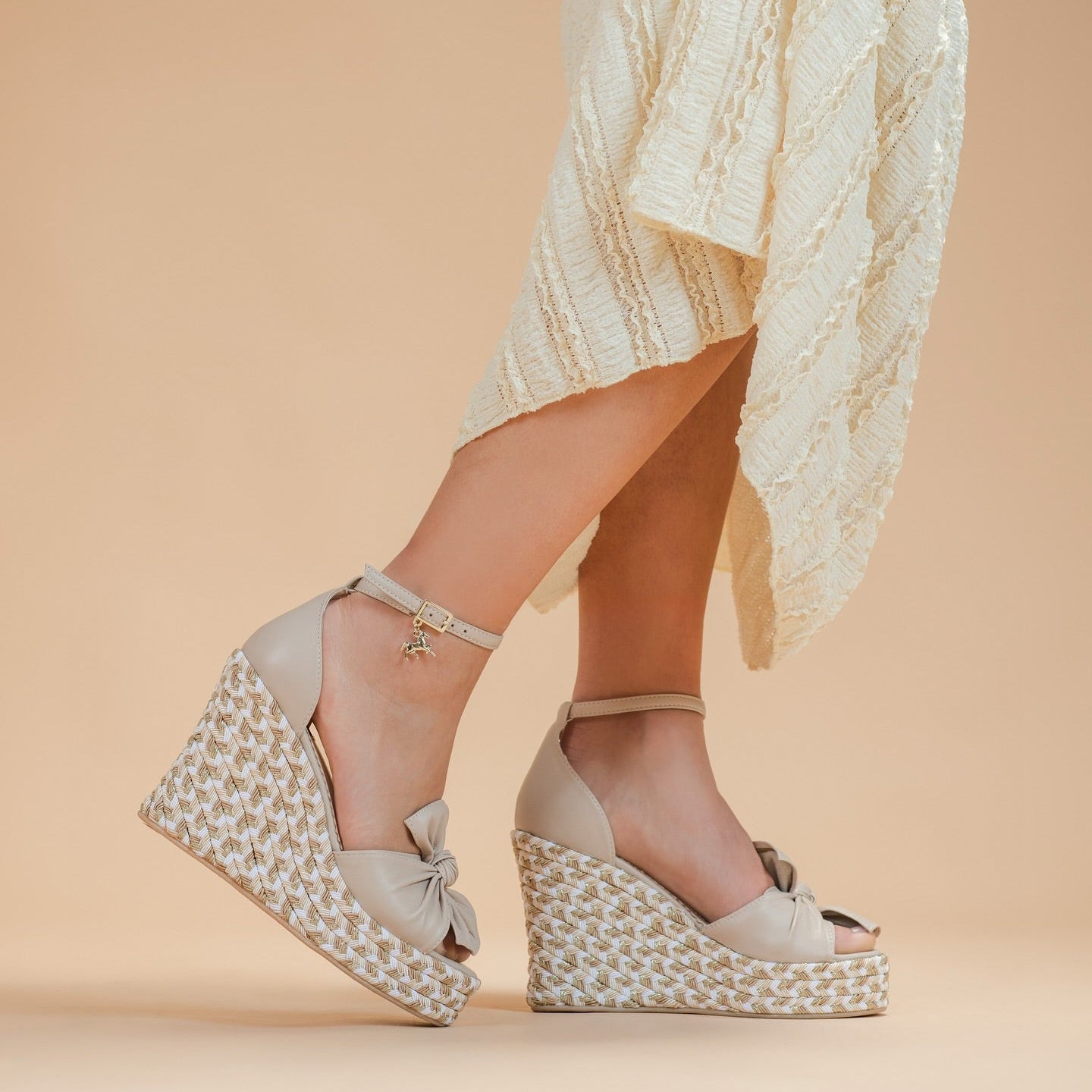 Cavalinho Golden Breeze Wedge Sandal with Ankle Strap SKU 48010130.05 #color_beige, bege