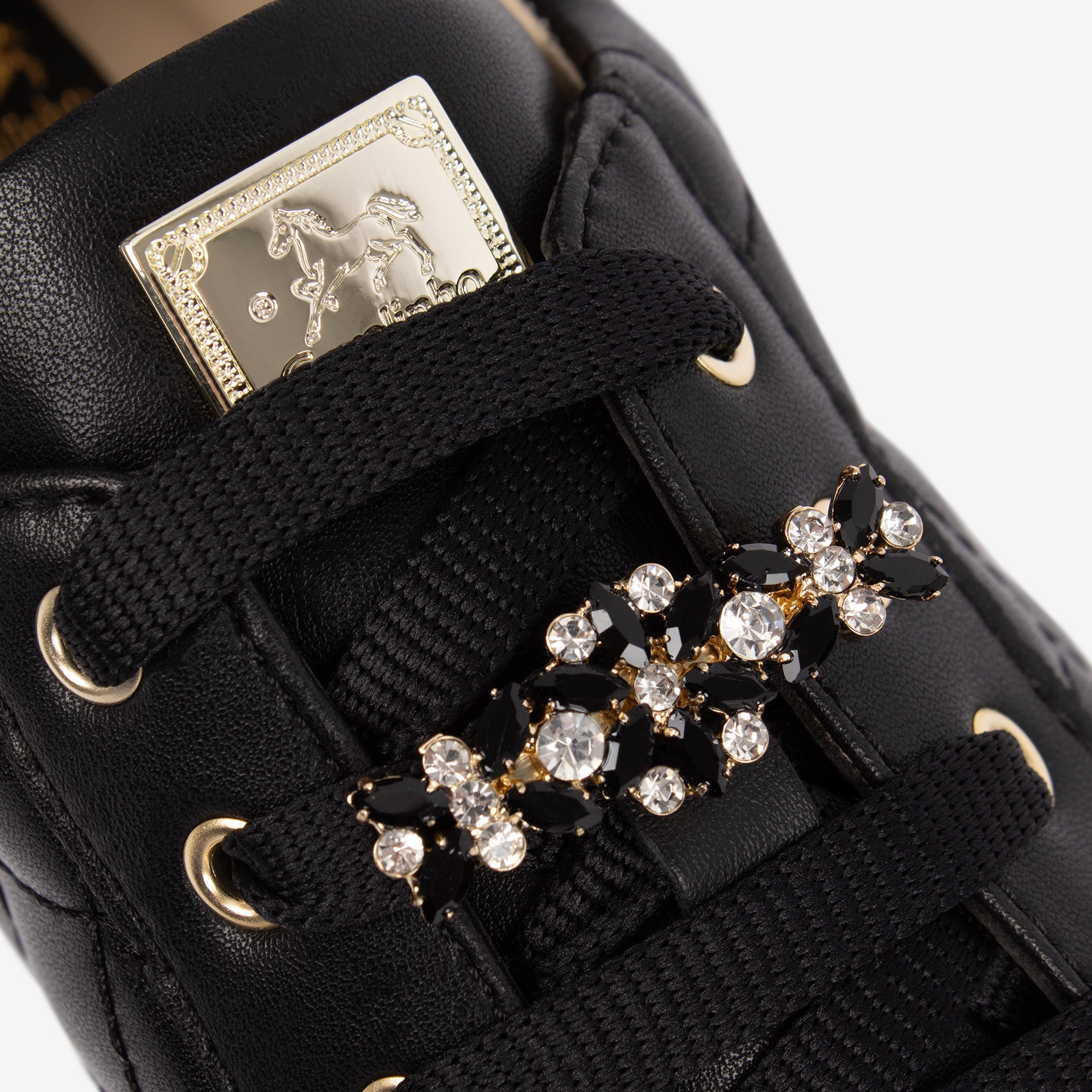 Cavalinho Eternal Black Leather Sneakers for Women with Gold Accents SKU 48010132.01 #color_black