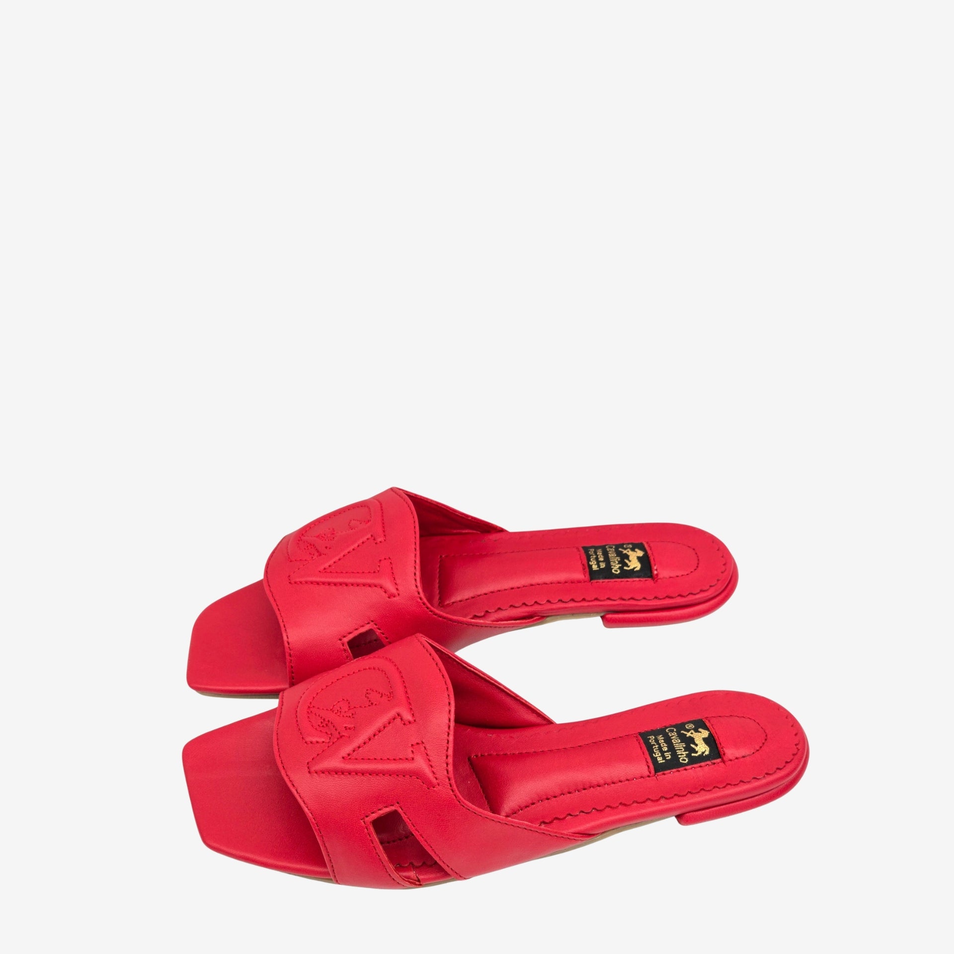 Cavalinho Red Leather Slide Sandals for Women Flat SKU 48010137.04 #color_red