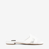 Cavalinho White Leather Slide Sandals for Women Flat SKU 48010137.06 #color_white, blanc, branco