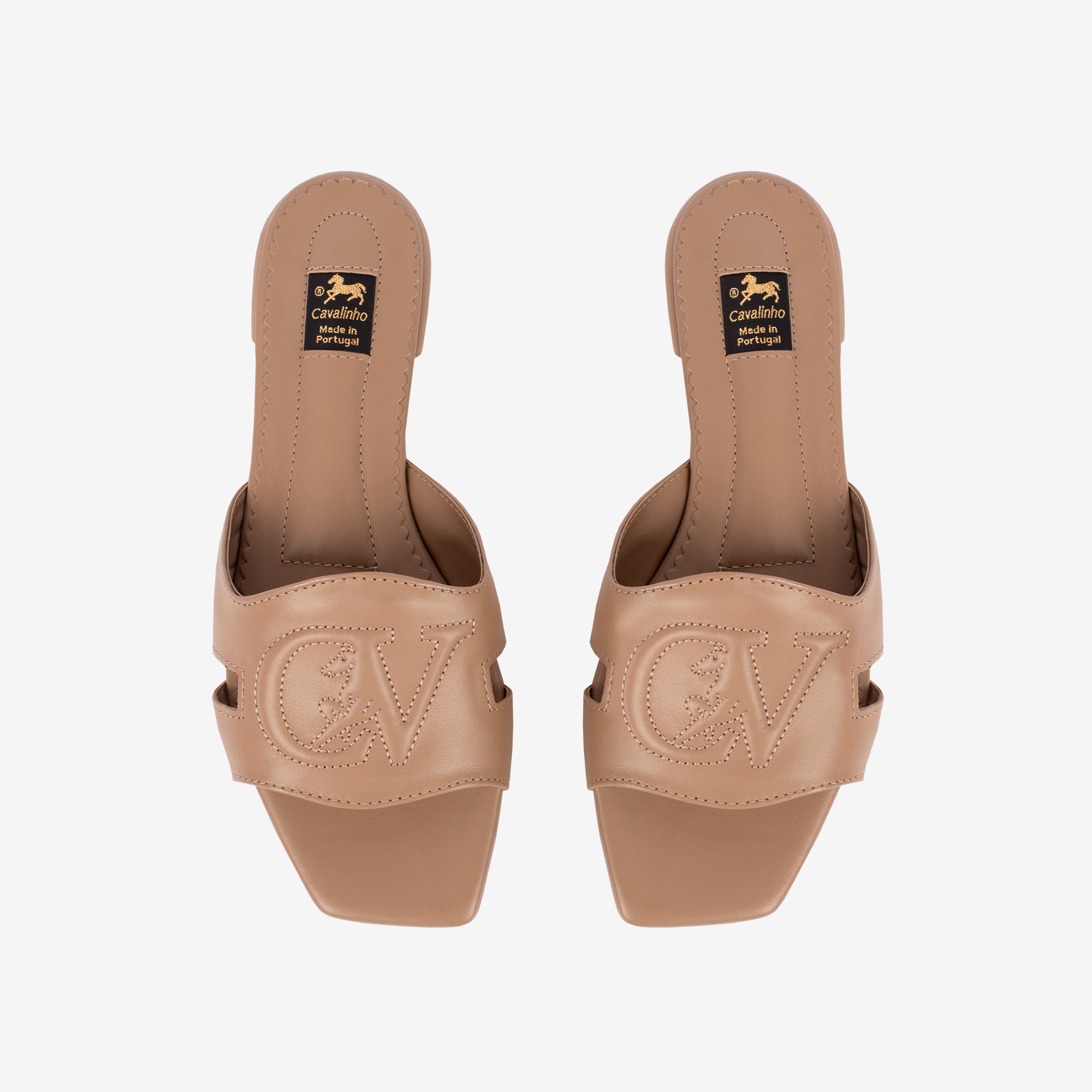 Cavalinho Beige Leather Slide Sandals for Women Flat SKU 48010137.07 #color_sand