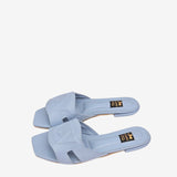 Cavalinho Blue Leather Slide Sandals for Women Flat SKU 48010137.41 #color_lightblue, bleu clair, azul claro
