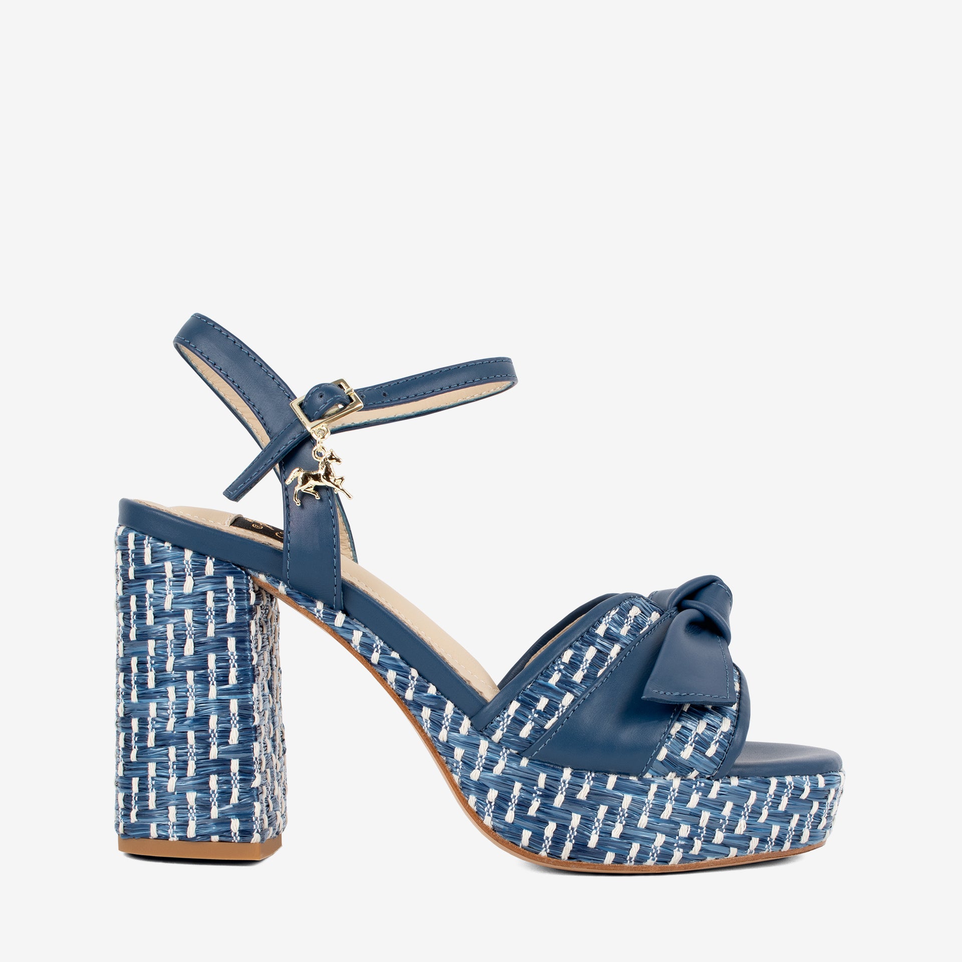 Cavalinho Almare Blue Block Heel Platform Sandal SKU 48010145.03 #color_Navy