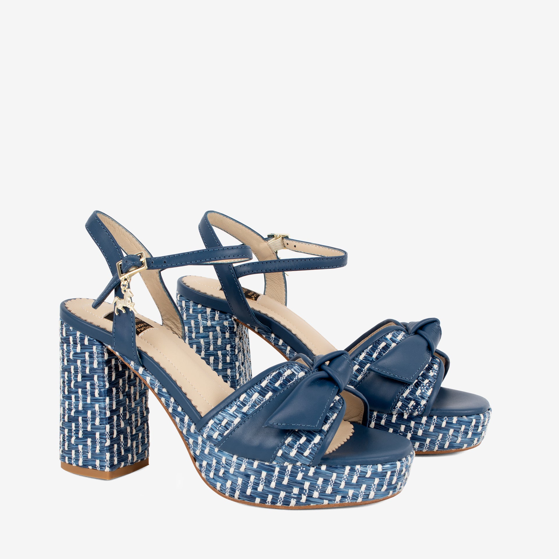 Cavalinho Almare Blue Block Heel Platform Sandal SKU 48010145.03 #color_Navy