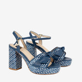 Cavalinho Almare Blue Block Heel Platform Sandal SKU 48010145.03 #color_Navy