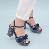 Cavalinho Almare Blue Block Heel Platform Sandal SKU 48010145.03 #color_Navy