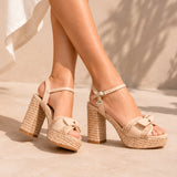 Cavalinho Almare Beige Block Heel Platform Sandal SKU 48010145.05 #color_Beige